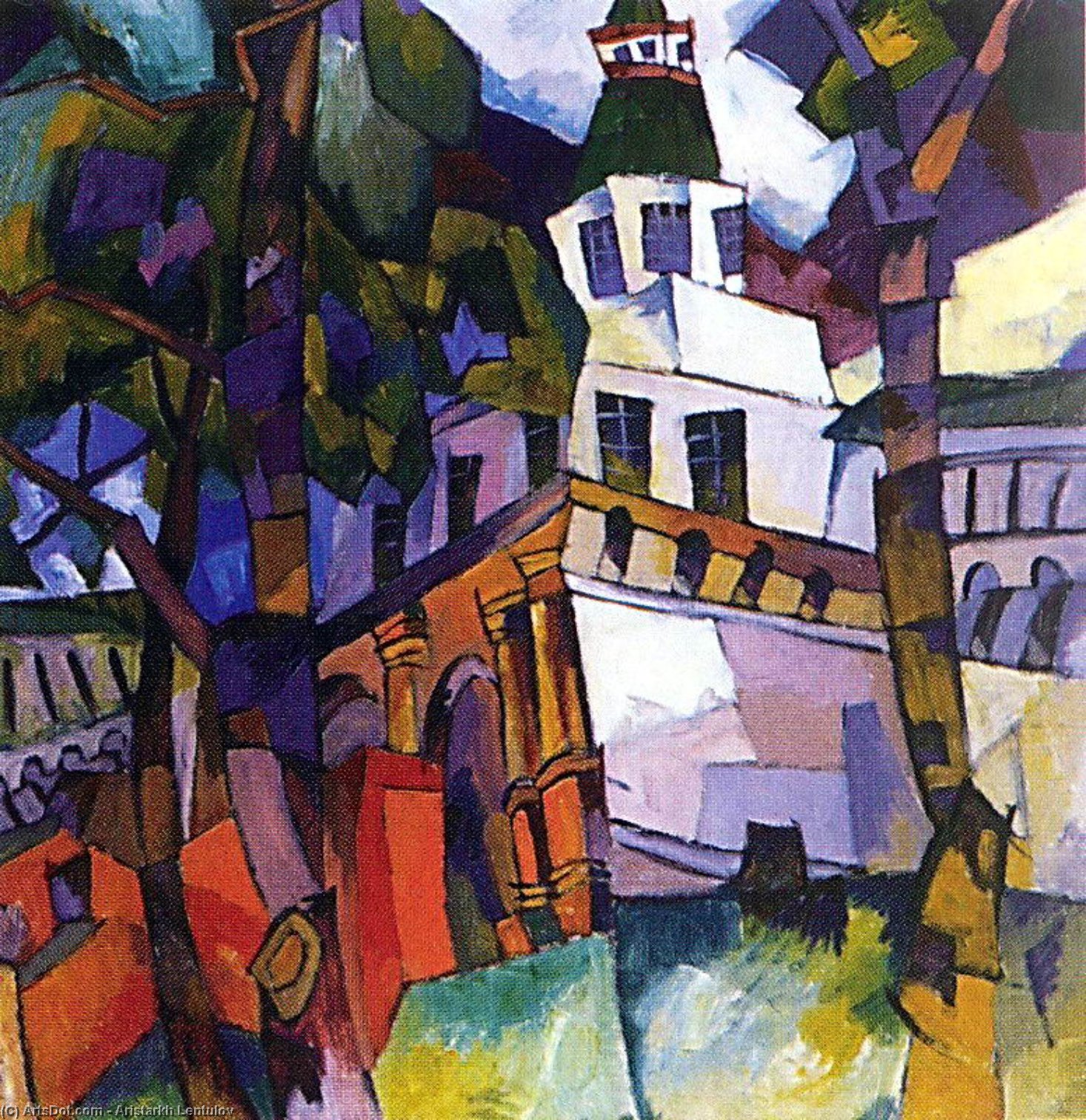 Wikioo.org - The Encyclopedia of Fine Arts - Painting, Artwork by Aristarkh Vasilevich Lentulov - The gate with a tower. New Jerusalem