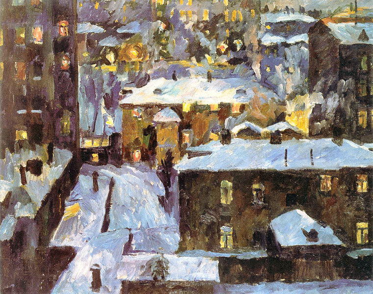 Wikioo.org - The Encyclopedia of Fine Arts - Painting, Artwork by Aristarkh Vasilevich Lentulov - Night at Patriarch's Ponds
