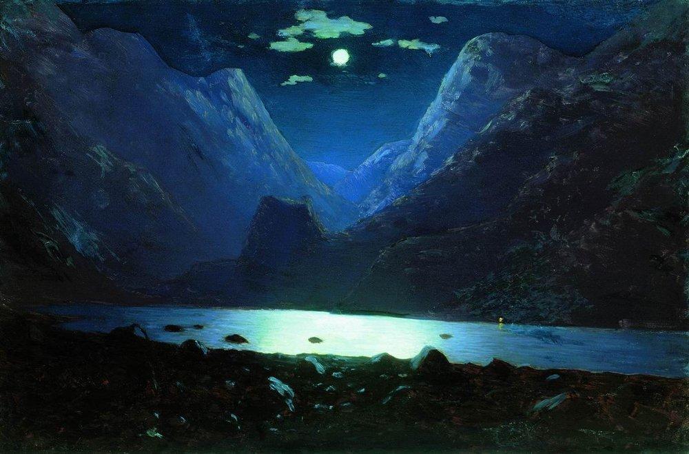 Wikioo.org - The Encyclopedia of Fine Arts - Painting, Artwork by Arkhip Ivanovich Kuinji - Daryal pass. Moonlight Night