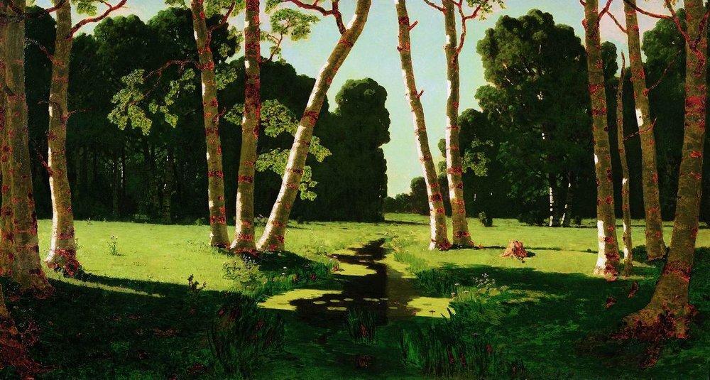 WikiOO.org - Enciclopedia of Fine Arts - Pictura, lucrări de artă Arkhip Ivanovich Kuinji - A Birch Grove
