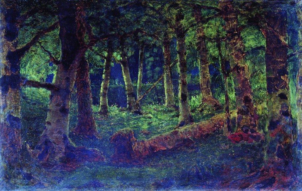 Wikioo.org - The Encyclopedia of Fine Arts - Painting, Artwork by Arkhip Ivanovich Kuinji - A Birch Grove