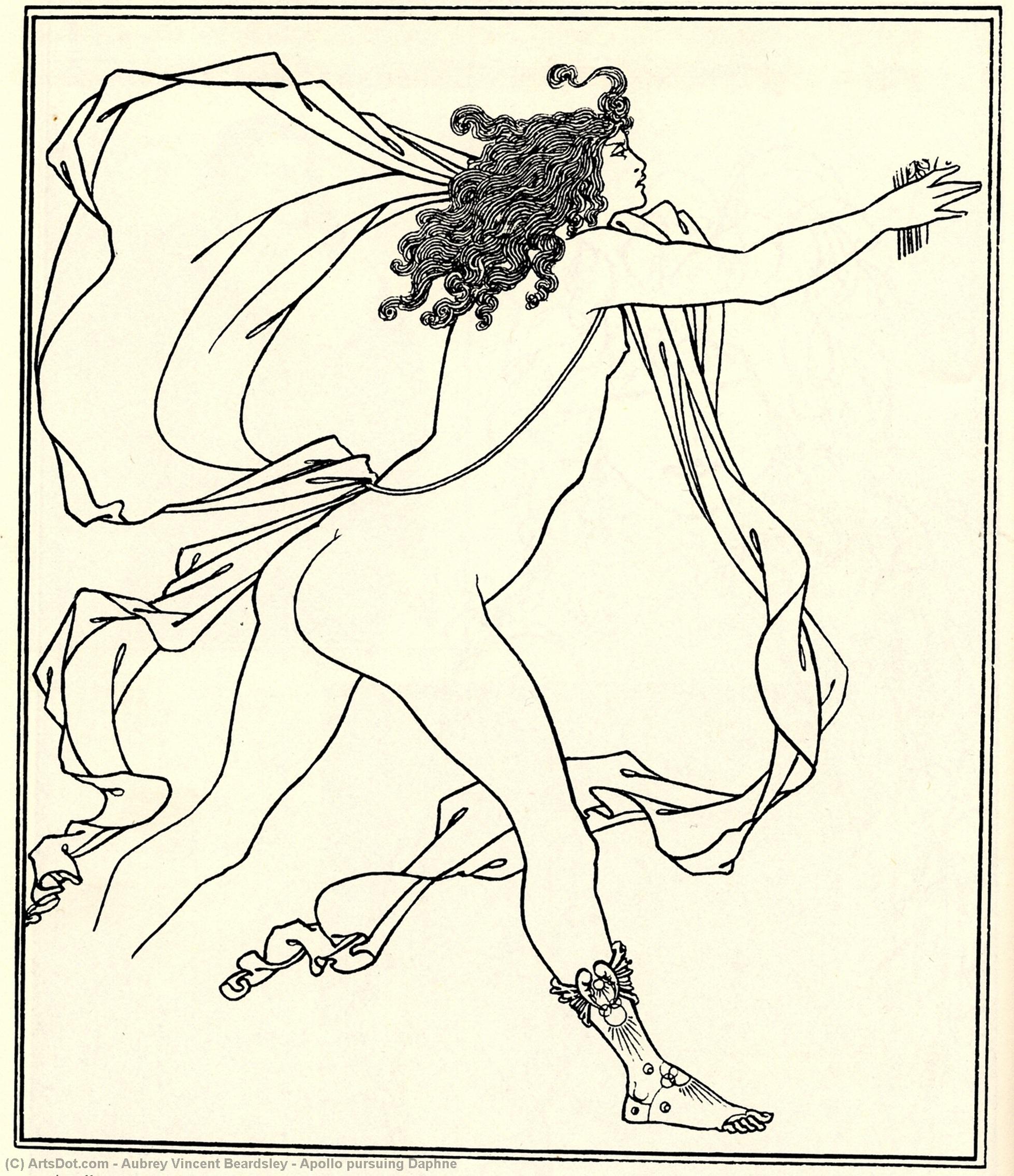 Wikioo.org - The Encyclopedia of Fine Arts - Painting, Artwork by Aubrey Vincent Beardsley - Apollo pursuing Daphne
