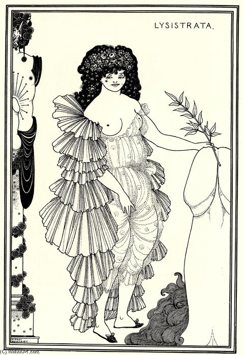 WikiOO.org - Encyclopedia of Fine Arts - Lukisan, Artwork Aubrey Vincent Beardsley - Lysistrata Shielding Her Coynte