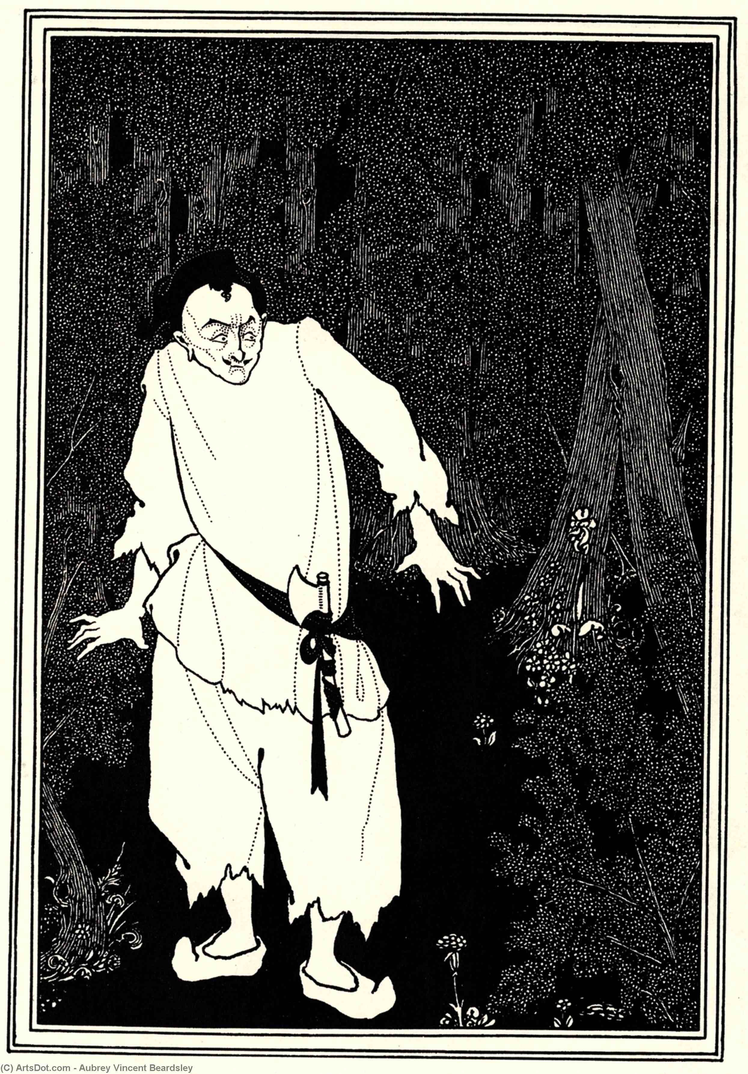 Wikioo.org - The Encyclopedia of Fine Arts - Painting, Artwork by Aubrey Vincent Beardsley - Ali Baba in the Woods