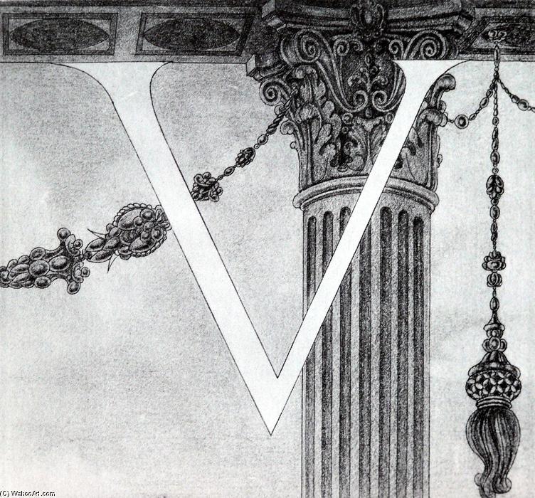 Wikioo.org - The Encyclopedia of Fine Arts - Painting, Artwork by Aubrey Vincent Beardsley - Design of Initial V