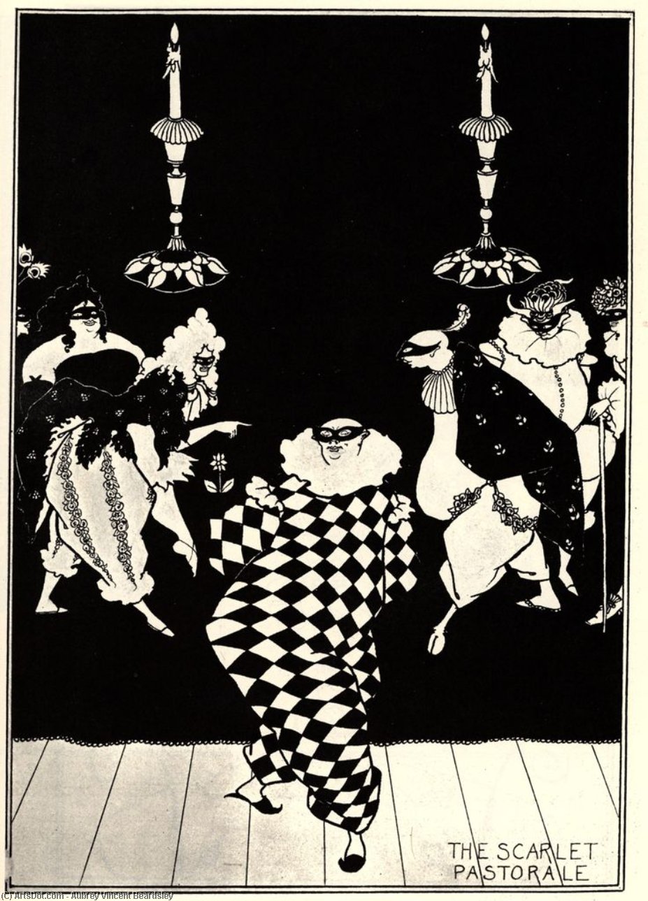 Wikioo.org - The Encyclopedia of Fine Arts - Painting, Artwork by Aubrey Vincent Beardsley - The Scarlet Pastorale