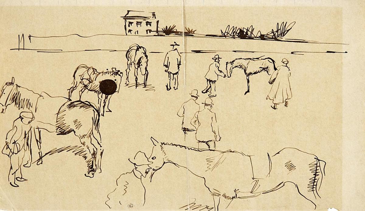 WikiOO.org - Encyclopedia of Fine Arts - Maľba, Artwork August Macke - Horse Market