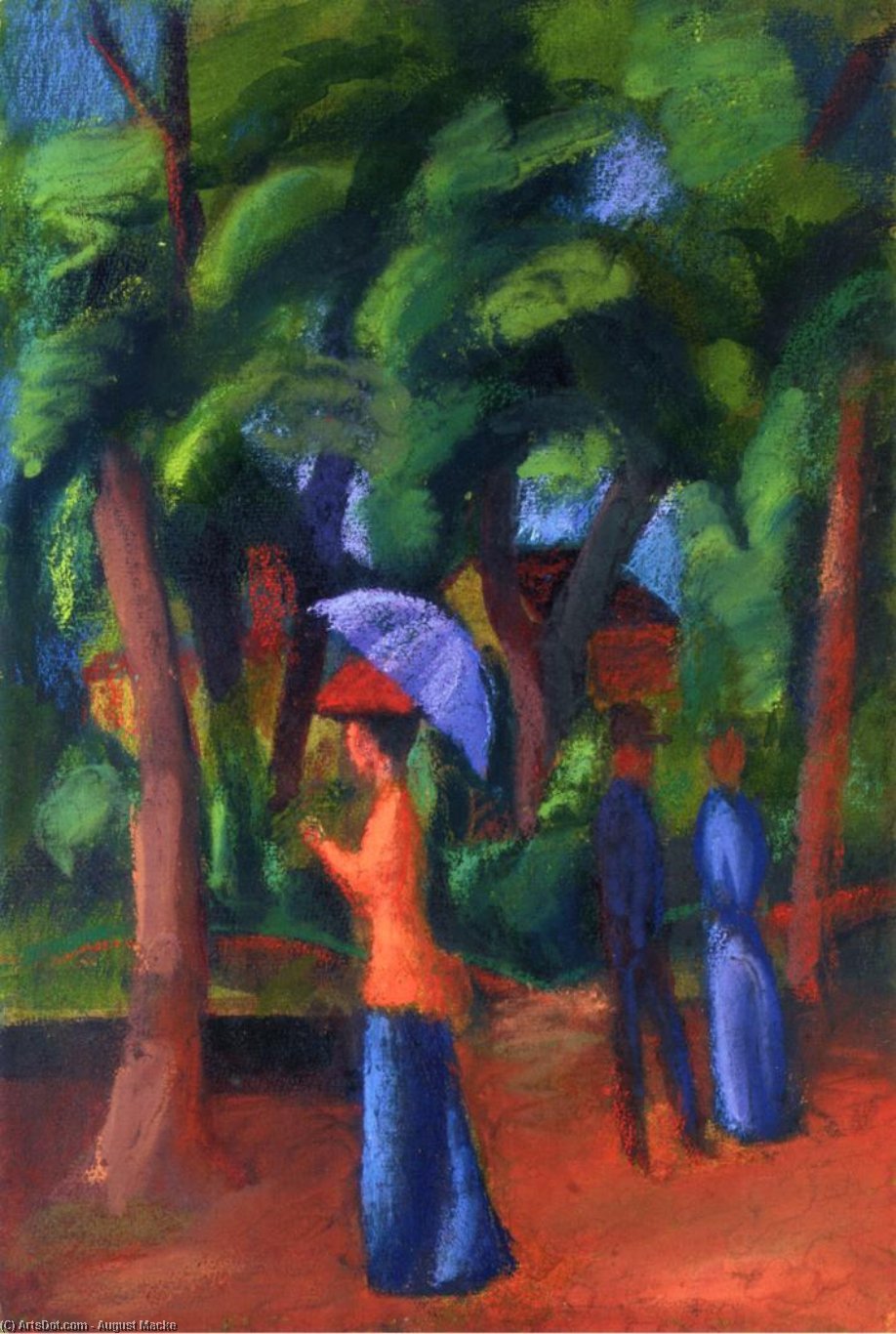Wikioo.org – L'Encyclopédie des Beaux Arts - Peinture, Oeuvre de August Macke - promenade dans le parc