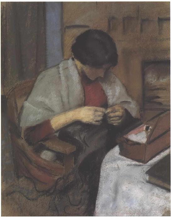 WikiOO.org - Encyclopedia of Fine Arts - Malba, Artwork August Macke - Elisabeth Gerhard sewing