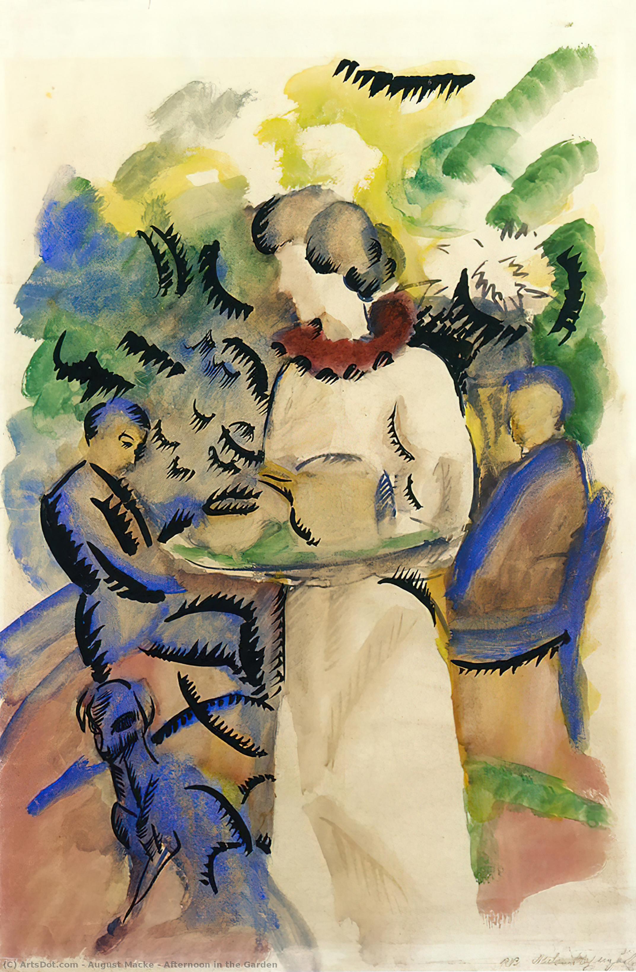 Wikioo.org - The Encyclopedia of Fine Arts - Painting, Artwork by August Macke - Afternoon in the Garden