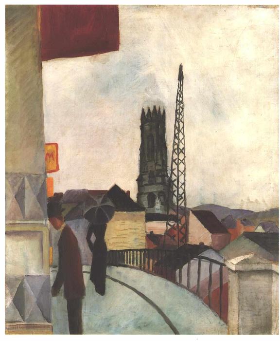 Wikioo.org - The Encyclopedia of Fine Arts - Painting, Artwork by August Macke - Catedral of Freiburg in the Switzerland