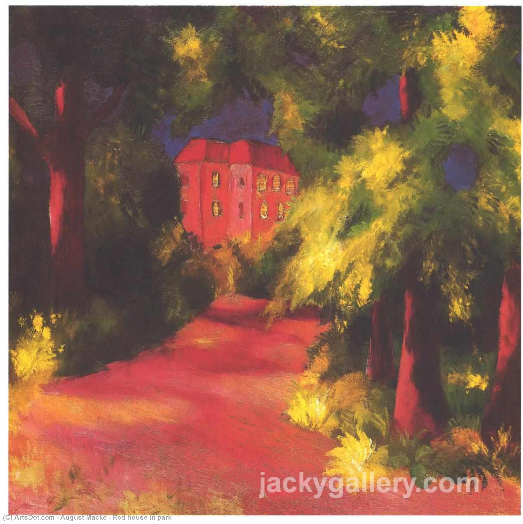 Wikioo.org - The Encyclopedia of Fine Arts - Painting, Artwork by August Macke - Red house in park