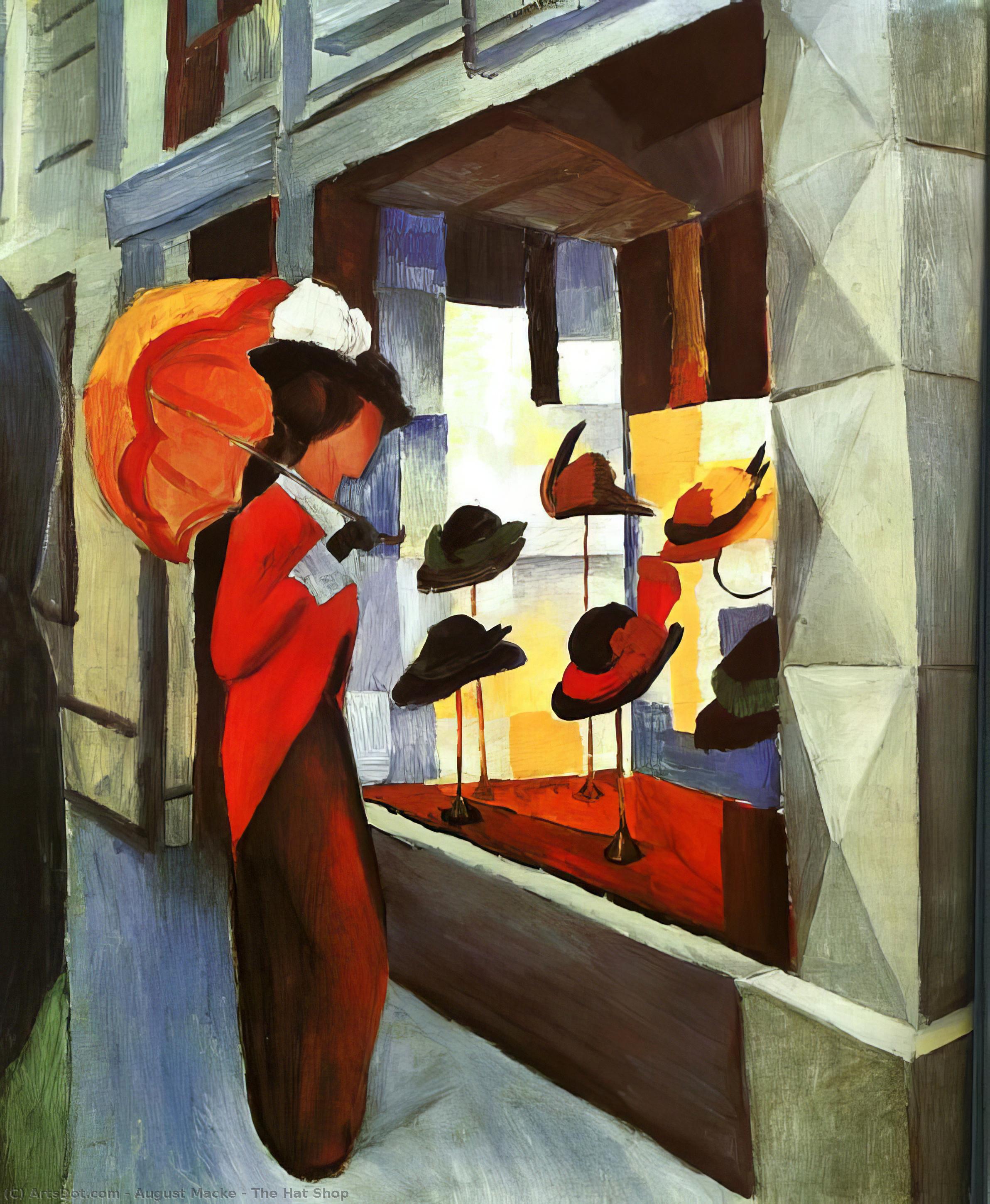 Wikioo.org - The Encyclopedia of Fine Arts - Painting, Artwork by August Macke - The Hat Shop