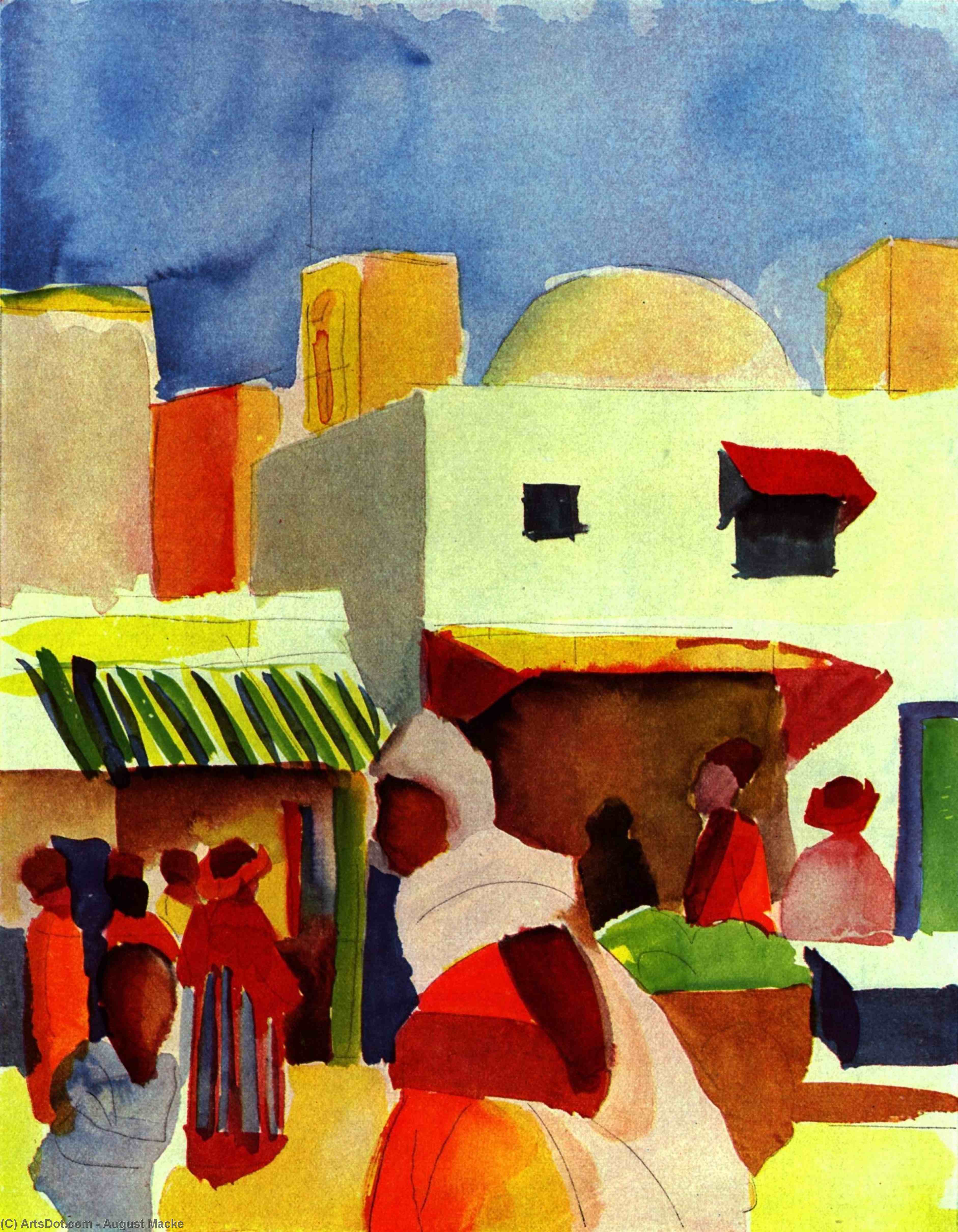 WikiOO.org - Encyclopedia of Fine Arts - Lukisan, Artwork August Macke - Market in Algiers