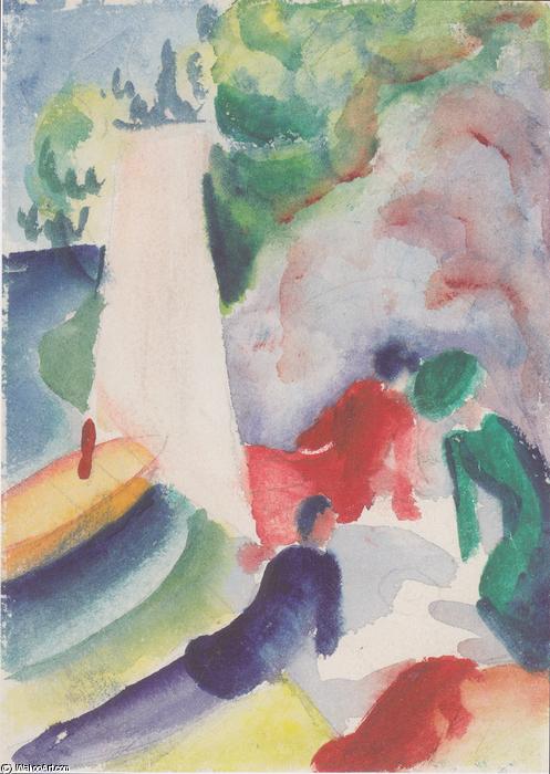 Wikioo.org - The Encyclopedia of Fine Arts - Painting, Artwork by August Macke - Picnic on the beach