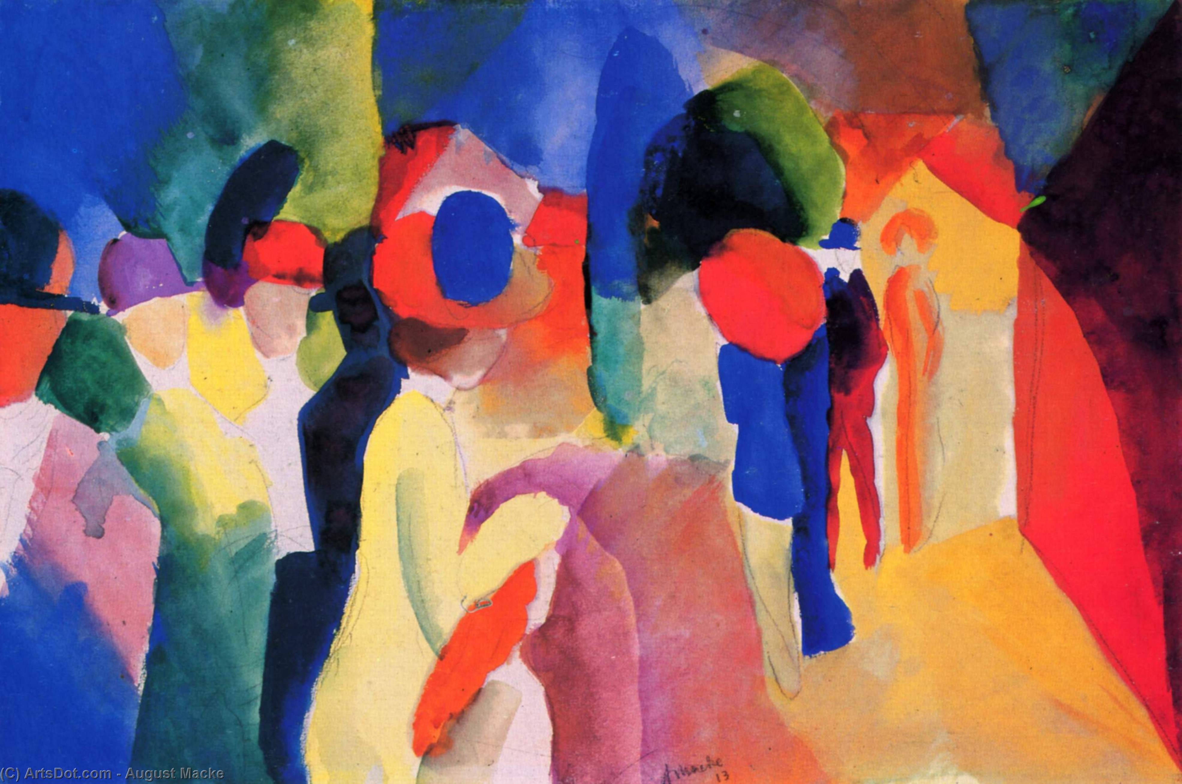 Wikioo.org - The Encyclopedia of Fine Arts - Painting, Artwork by August Macke - Woman with a Yellow Jacket