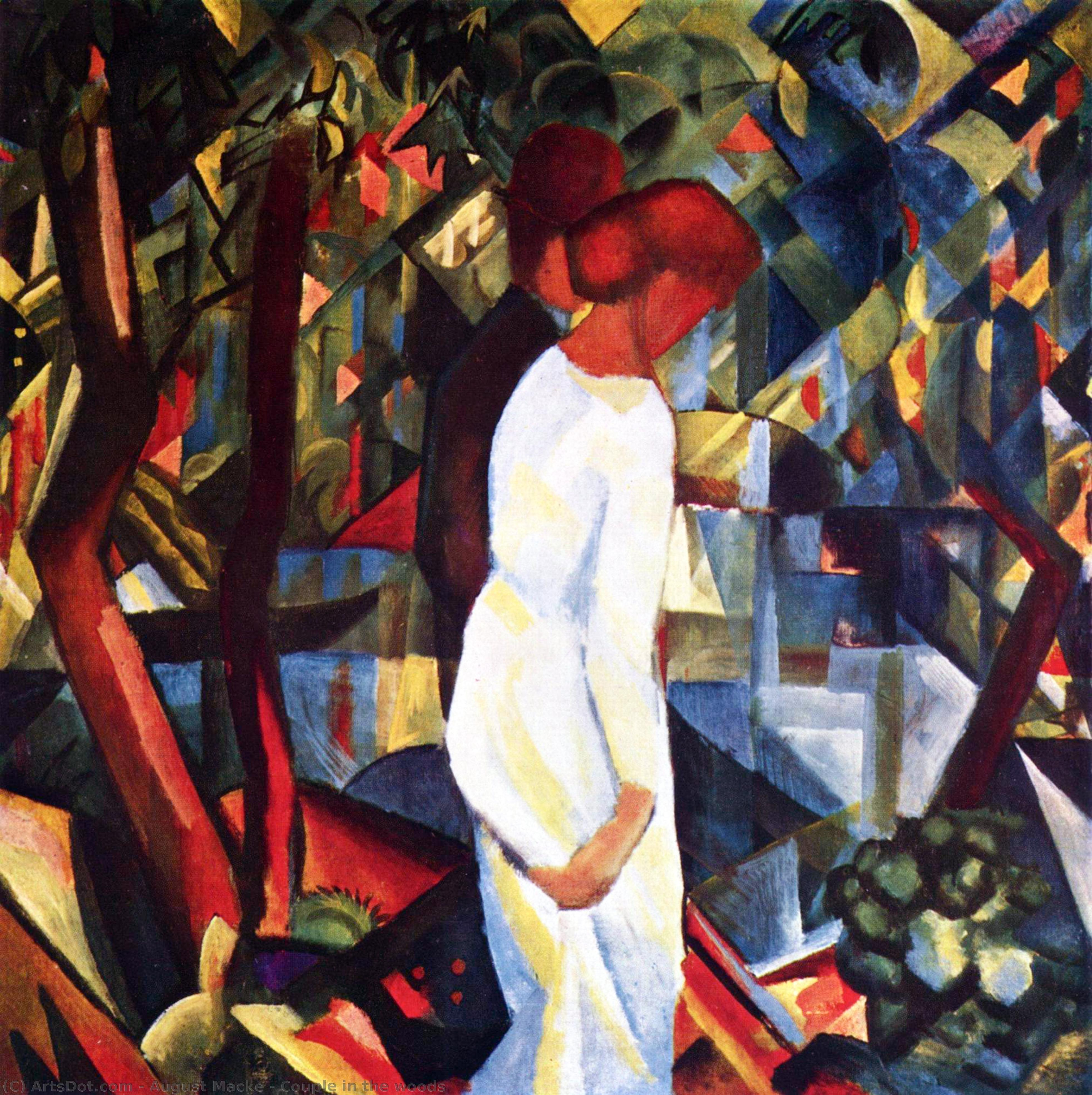 Wikioo.org - The Encyclopedia of Fine Arts - Painting, Artwork by August Macke - Couple in the woods