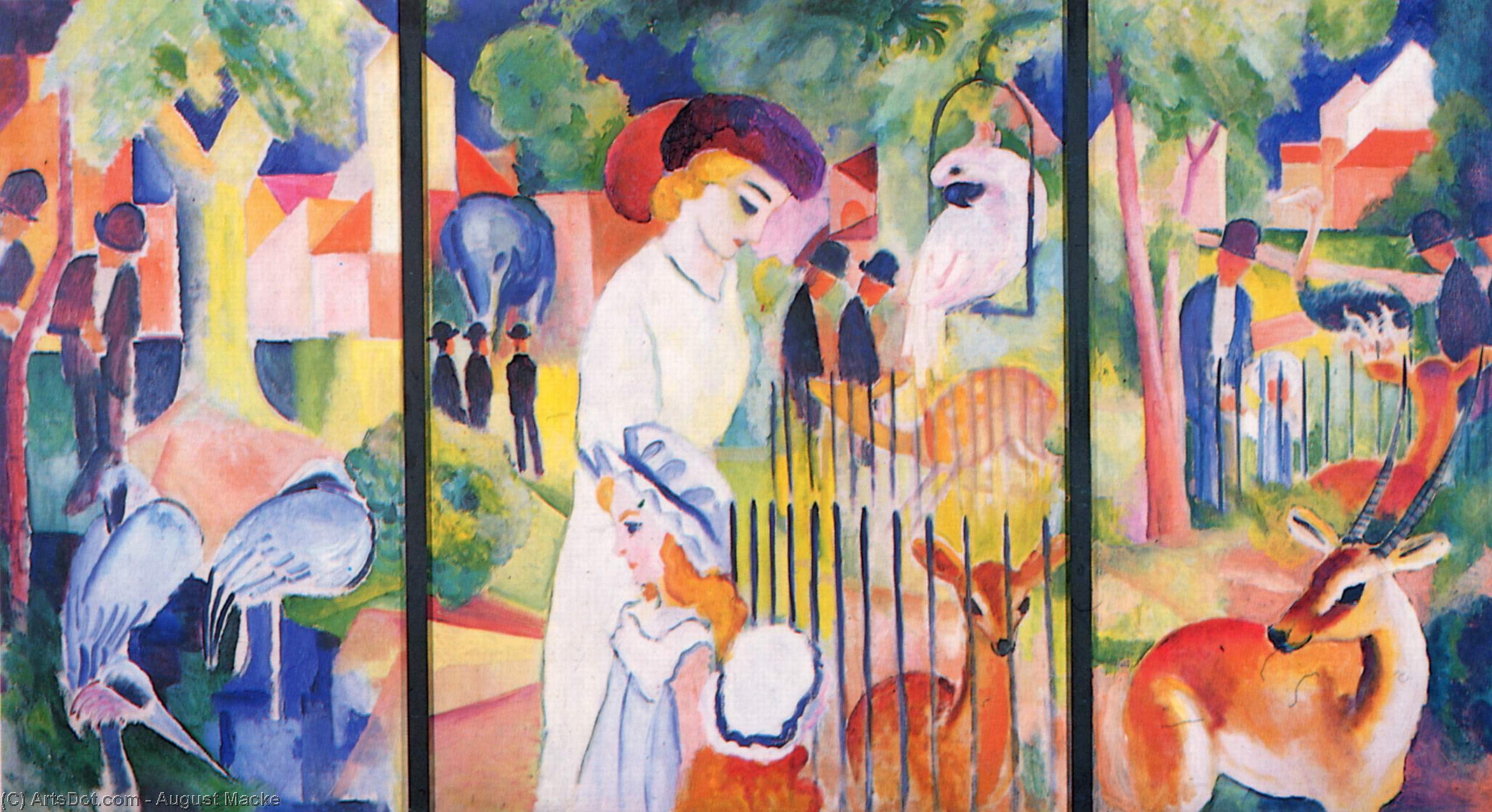 WikiOO.org - Енциклопедия за изящни изкуства - Живопис, Произведения на изкуството August Macke - Big Zoo, Triptych