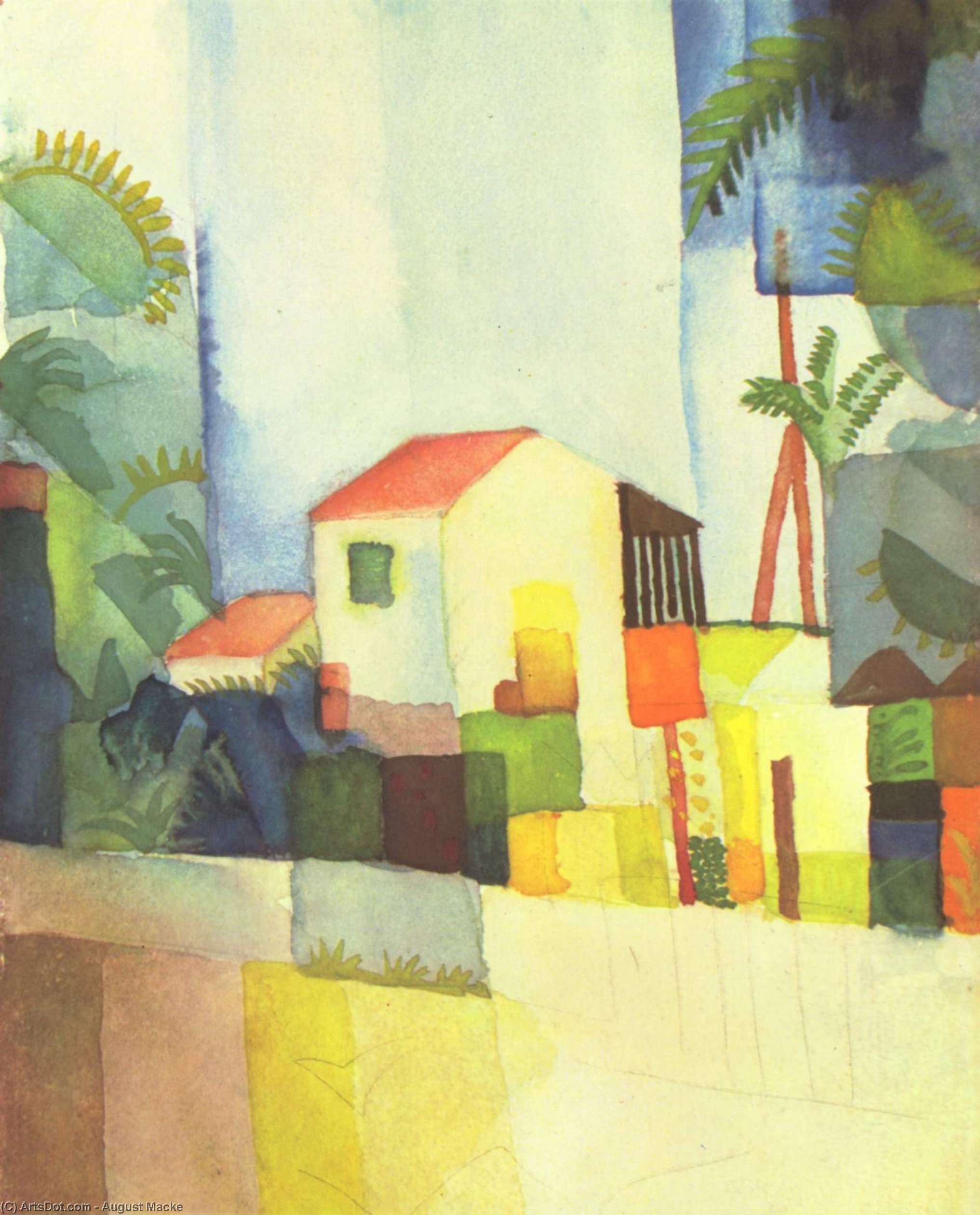 Wikioo.org - The Encyclopedia of Fine Arts - Painting, Artwork by August Macke - Bright House