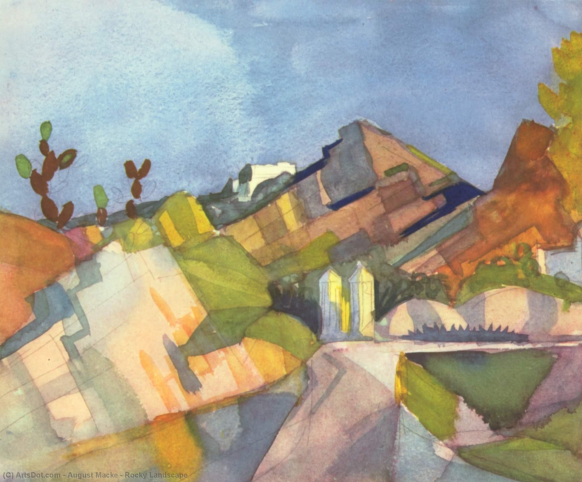 WikiOO.org - Encyclopedia of Fine Arts - Maľba, Artwork August Macke - Rocky Landscape