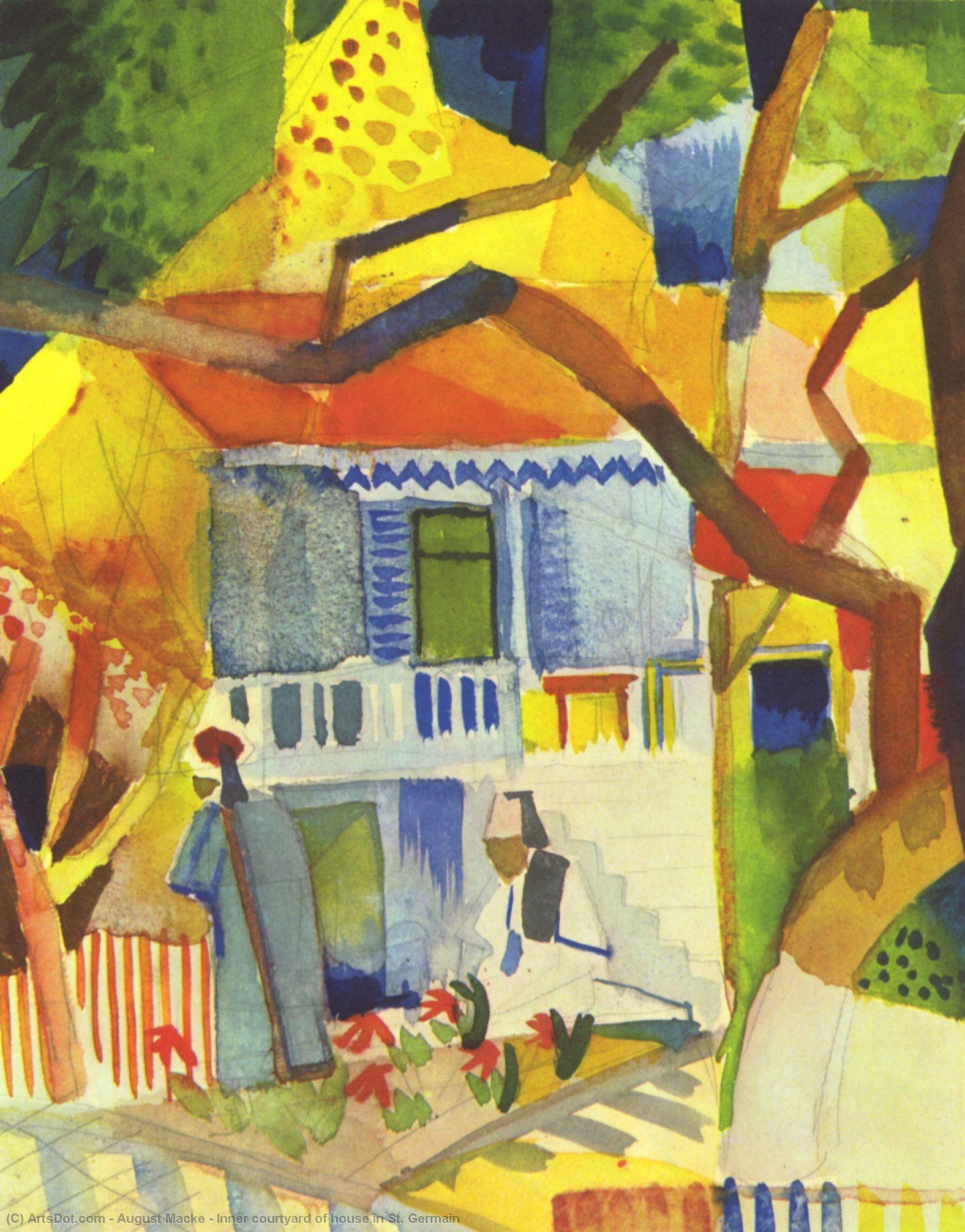 Wikioo.org - The Encyclopedia of Fine Arts - Painting, Artwork by August Macke - Inner courtyard of house in St. Germain