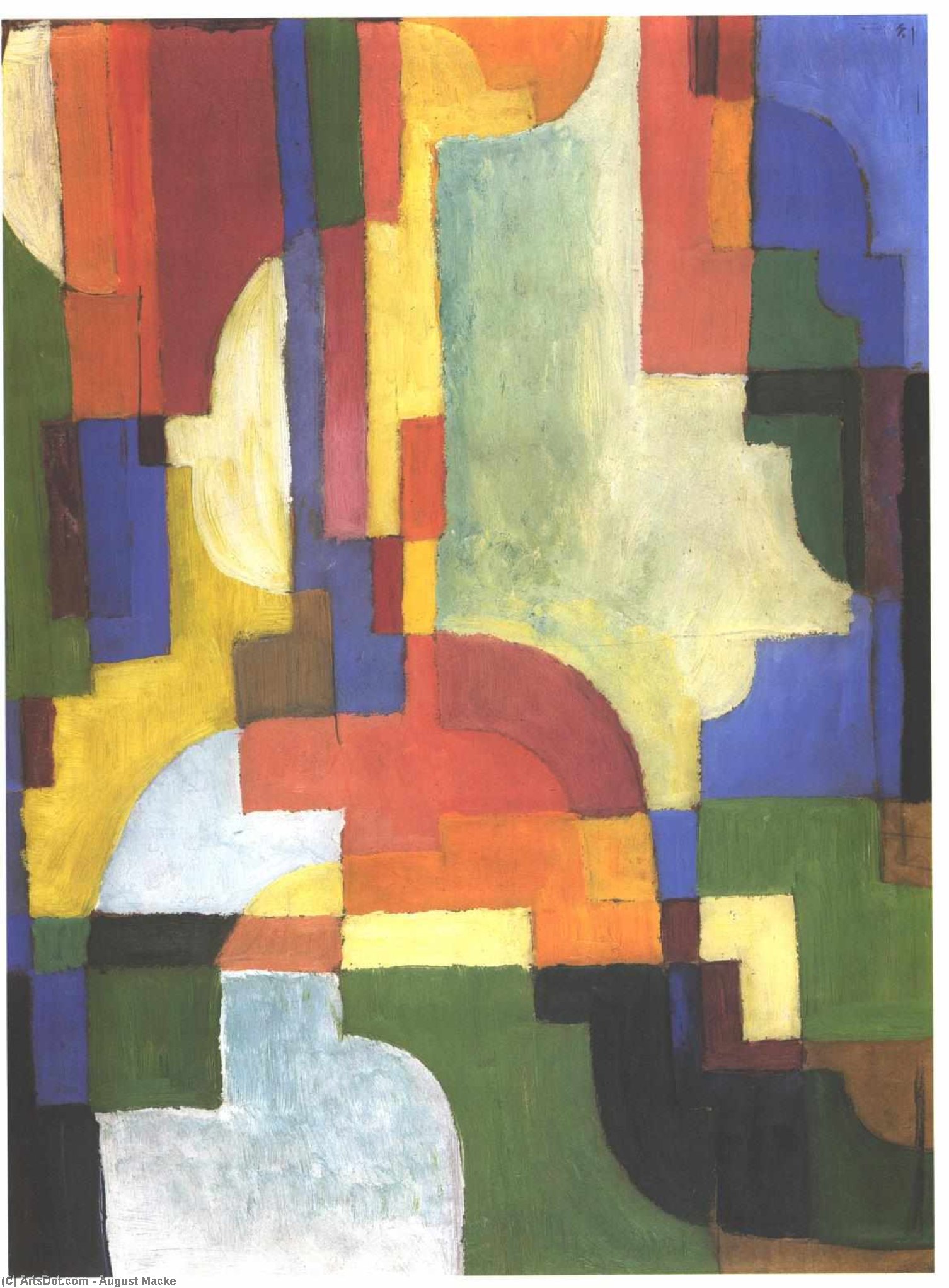 WikiOO.org - Encyclopedia of Fine Arts - Maleri, Artwork August Macke - Colourfull shapes