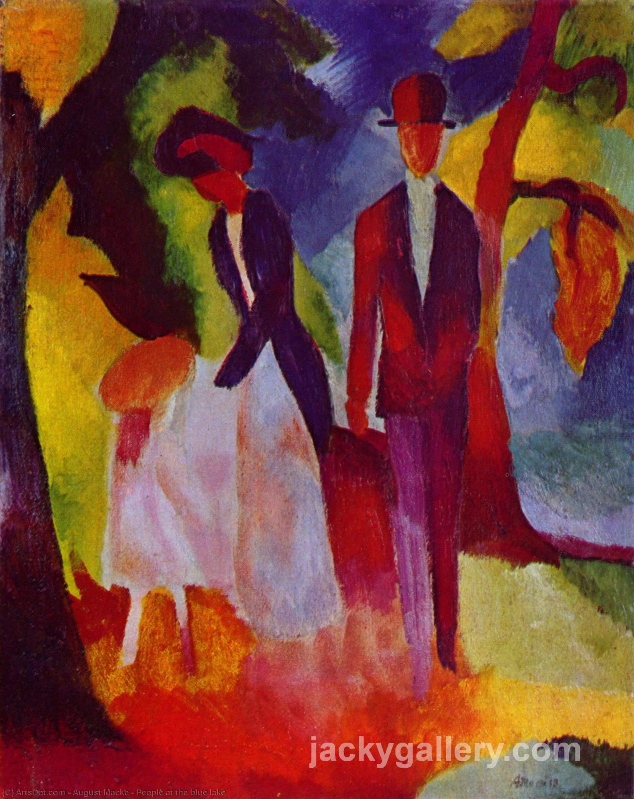 Wikioo.org - The Encyclopedia of Fine Arts - Painting, Artwork by August Macke - People at the blue lake