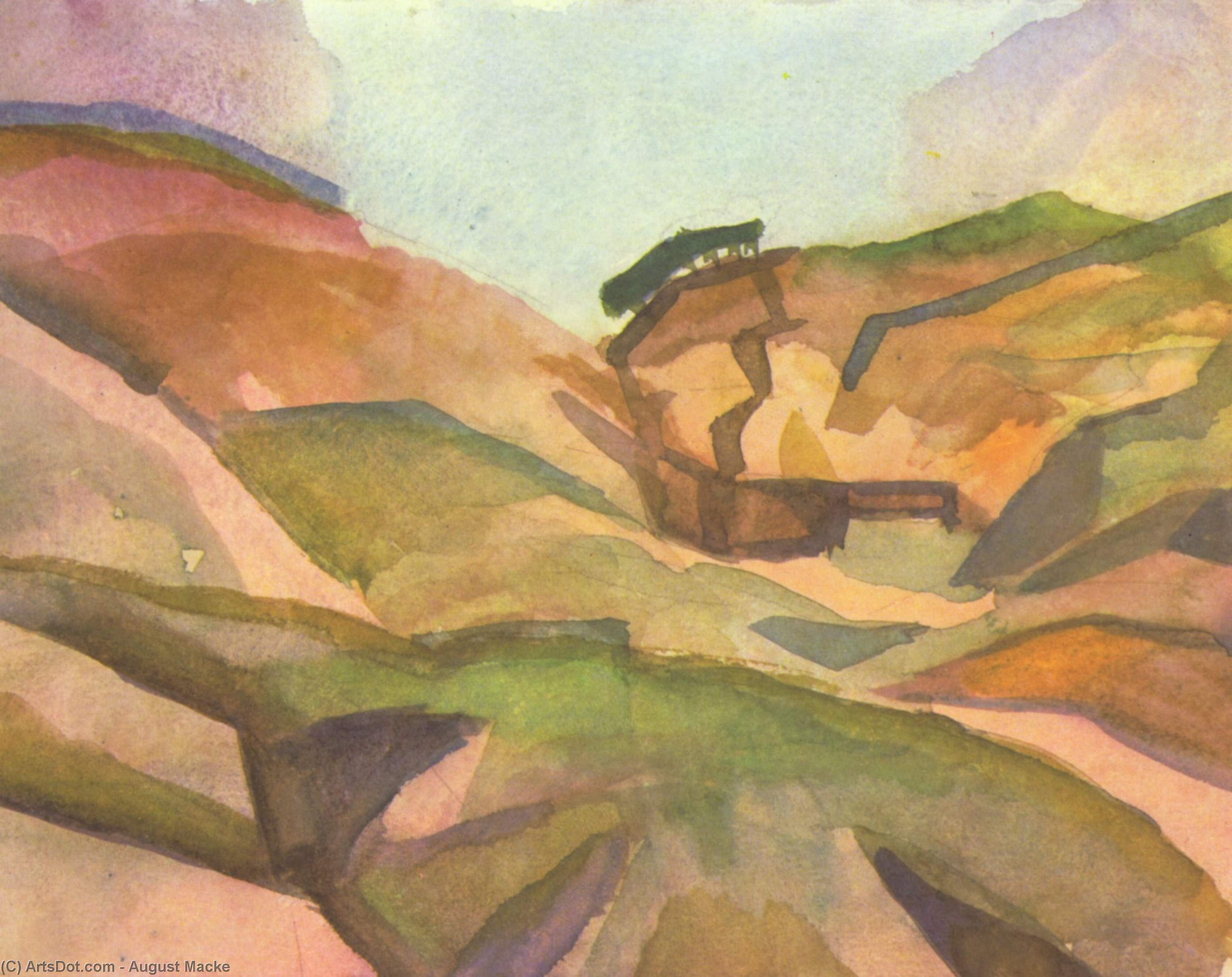 WikiOO.org - Encyclopedia of Fine Arts - Maleri, Artwork August Macke - Gorge