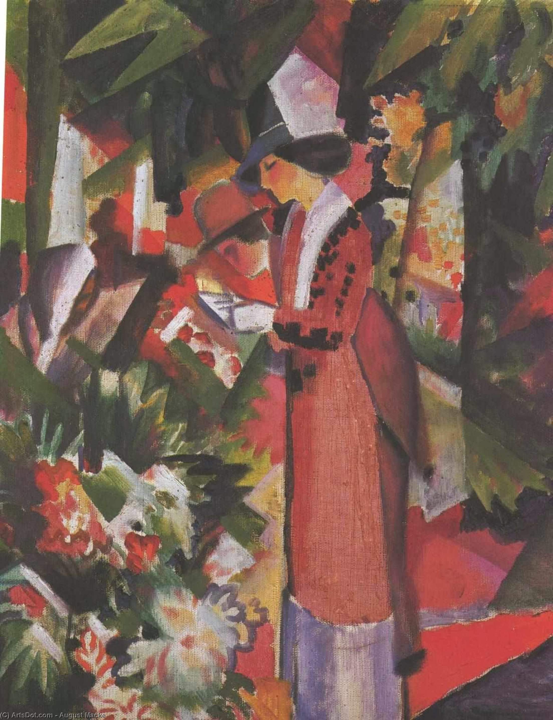 WikiOO.org - Encyclopedia of Fine Arts - Maalaus, taideteos August Macke - Walk in flowers