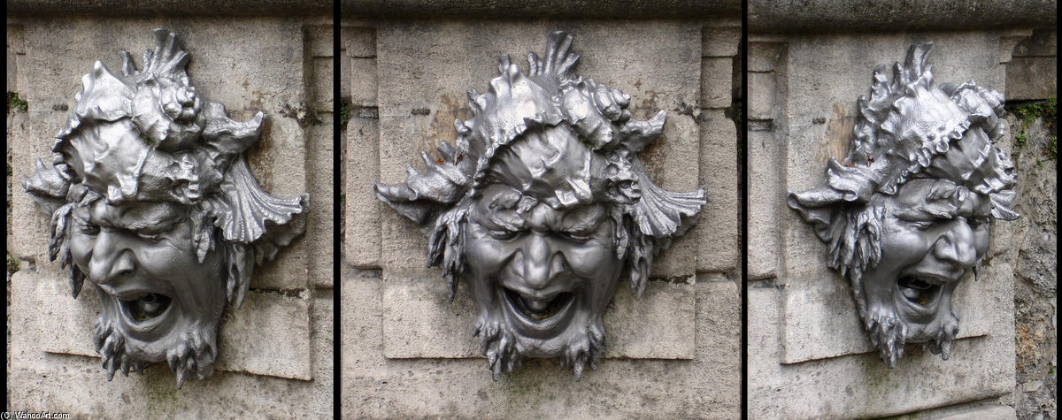 WikiOO.org - 백과 사전 - 회화, 삽화 François Auguste René Rodin - Three views of a mask