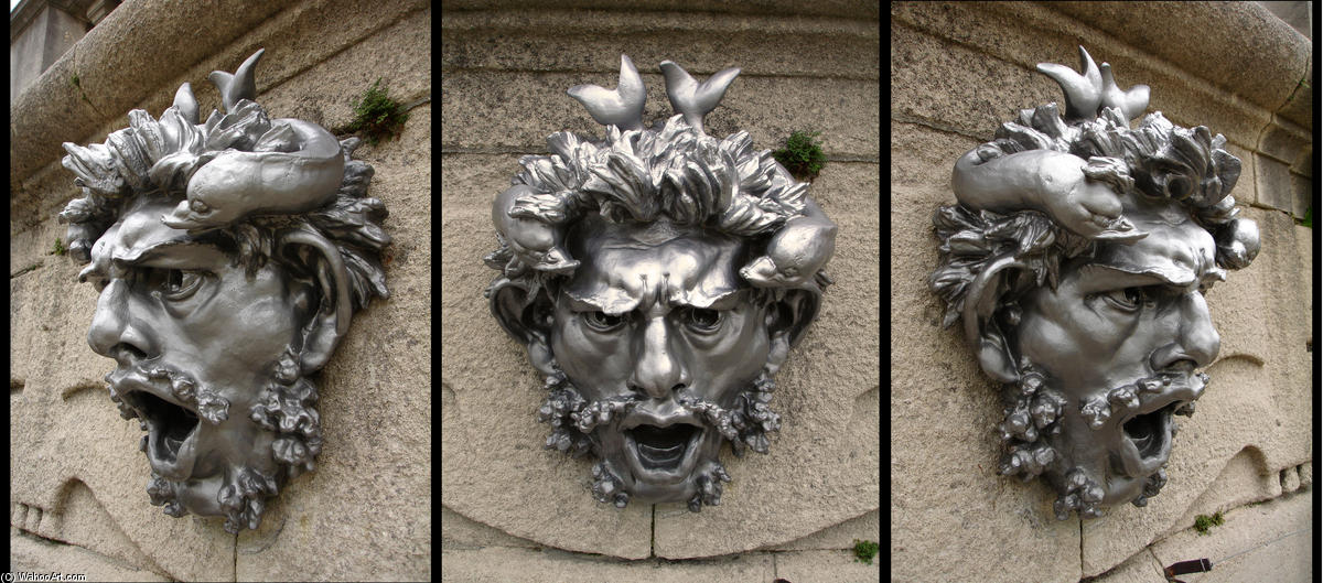 Wikioo.org - Bách khoa toàn thư về mỹ thuật - Vẽ tranh, Tác phẩm nghệ thuật François Auguste René Rodin - Three views of a mask