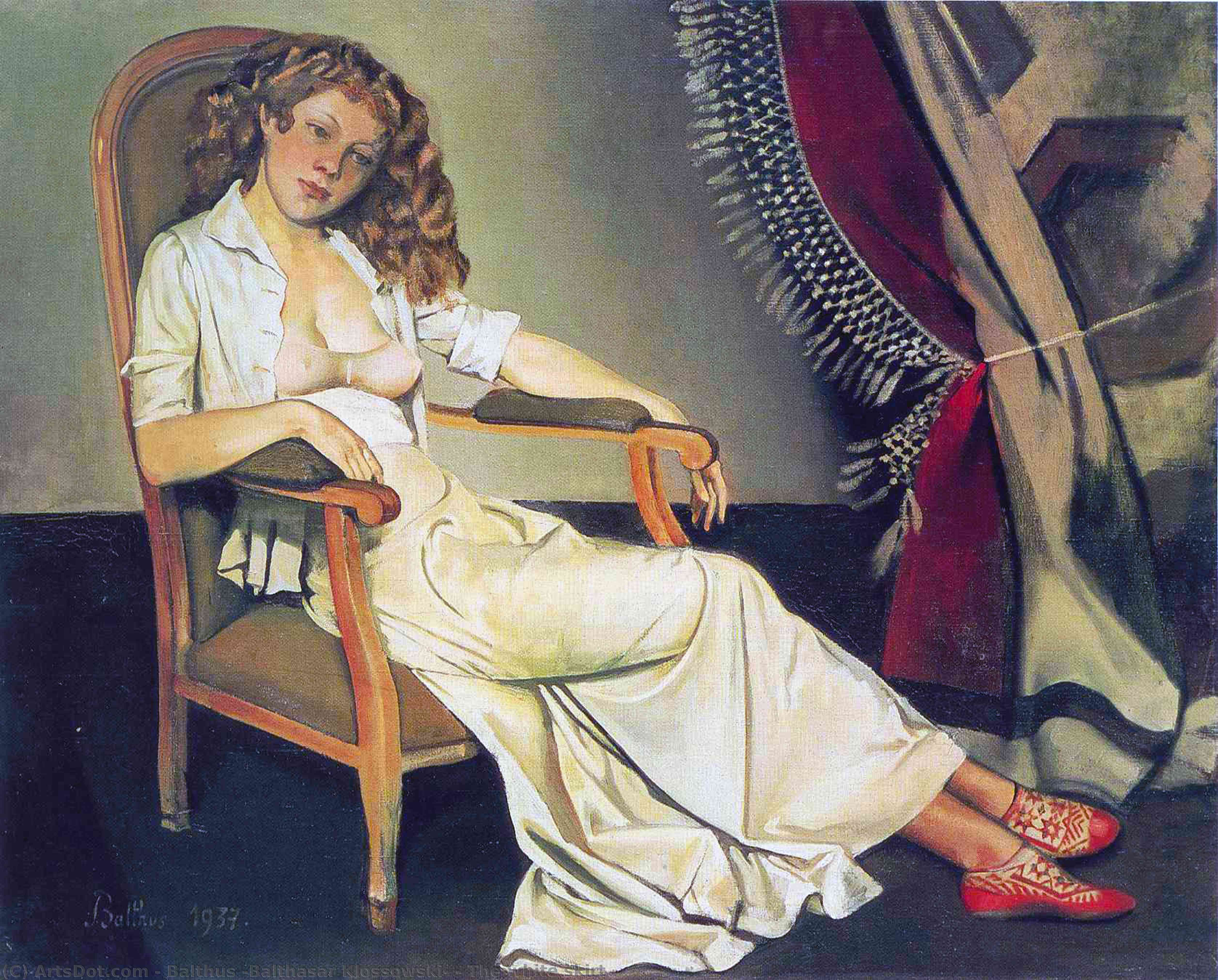 Wikoo.org - موسوعة الفنون الجميلة - اللوحة، العمل الفني Balthus (Balthasar Klossowski) - The white skirt