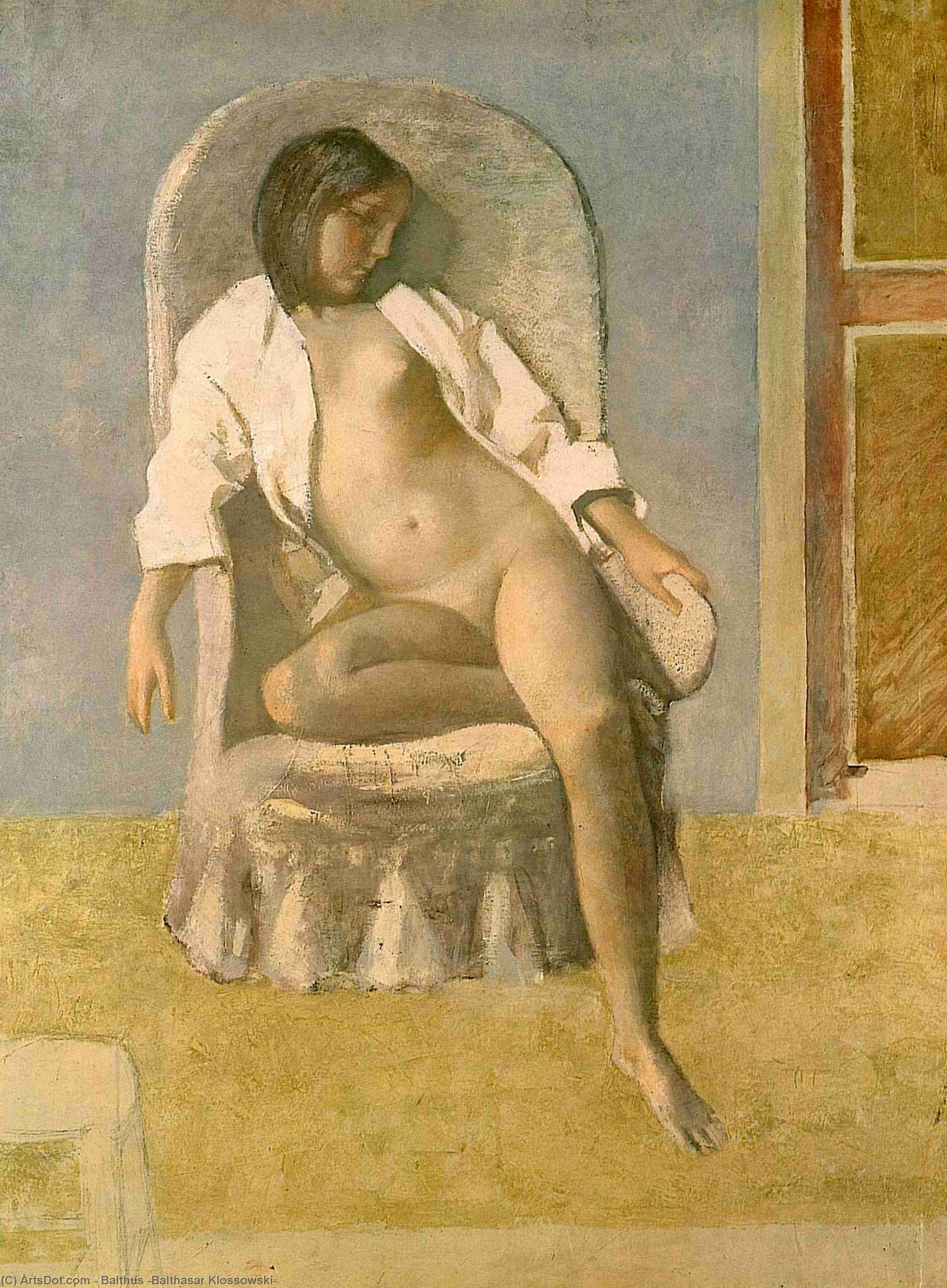 Wikoo.org - موسوعة الفنون الجميلة - اللوحة، العمل الفني Balthus (Balthasar Klossowski) - Nude at Rest