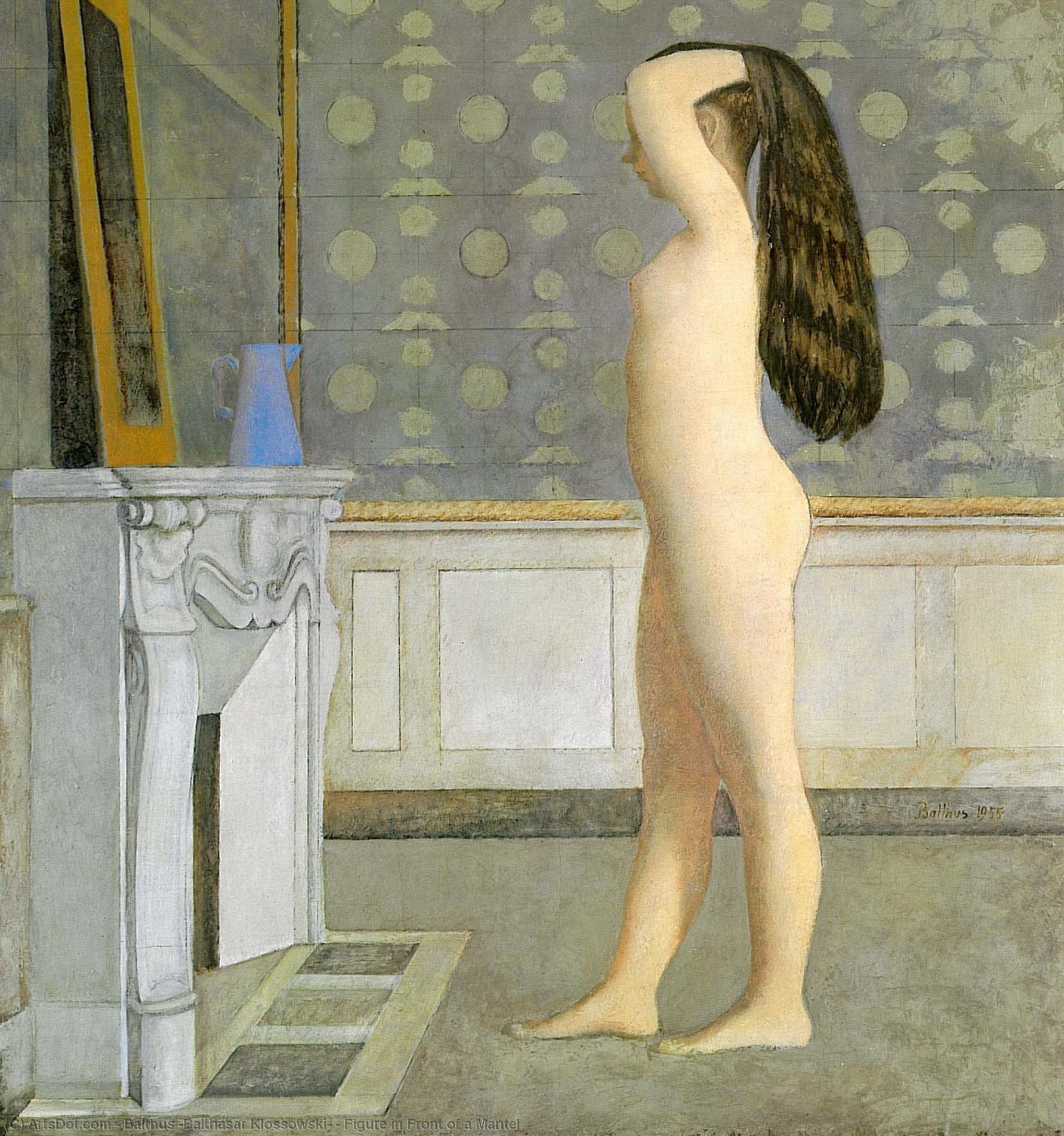 Wikioo.org - The Encyclopedia of Fine Arts - Painting, Artwork by Balthus (Balthasar Klossowski) - Figure in Front of a Mantel