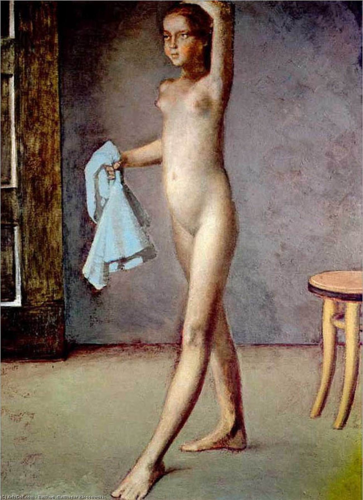 Wikioo.org – L'Encyclopédie des Beaux Arts - Peinture, Oeuvre de Balthus (Balthasar Klossowski) - nu avec un foulard en soie