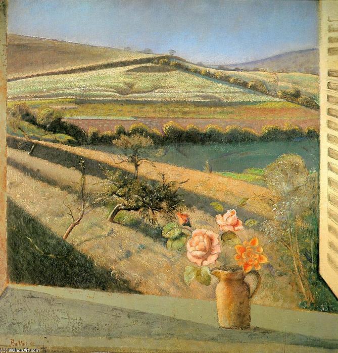 Wikoo.org - موسوعة الفنون الجميلة - اللوحة، العمل الفني Balthus (Balthasar Klossowski) - The bouquet of roses on the window
