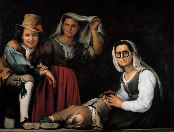 Wikioo.org - The Encyclopedia of Fine Arts - Painting, Artwork by Bartolome Esteban Murillo - Four Figures on a Step