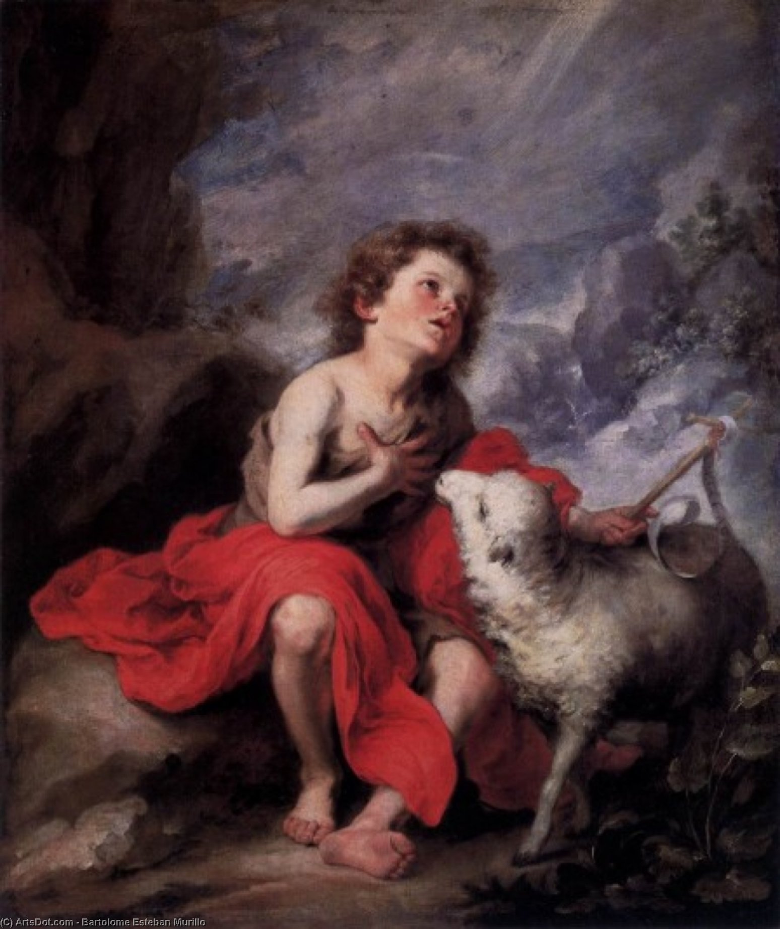 Wikioo.org - The Encyclopedia of Fine Arts - Painting, Artwork by Bartolome Esteban Murillo - St. John the Baptist as a Child