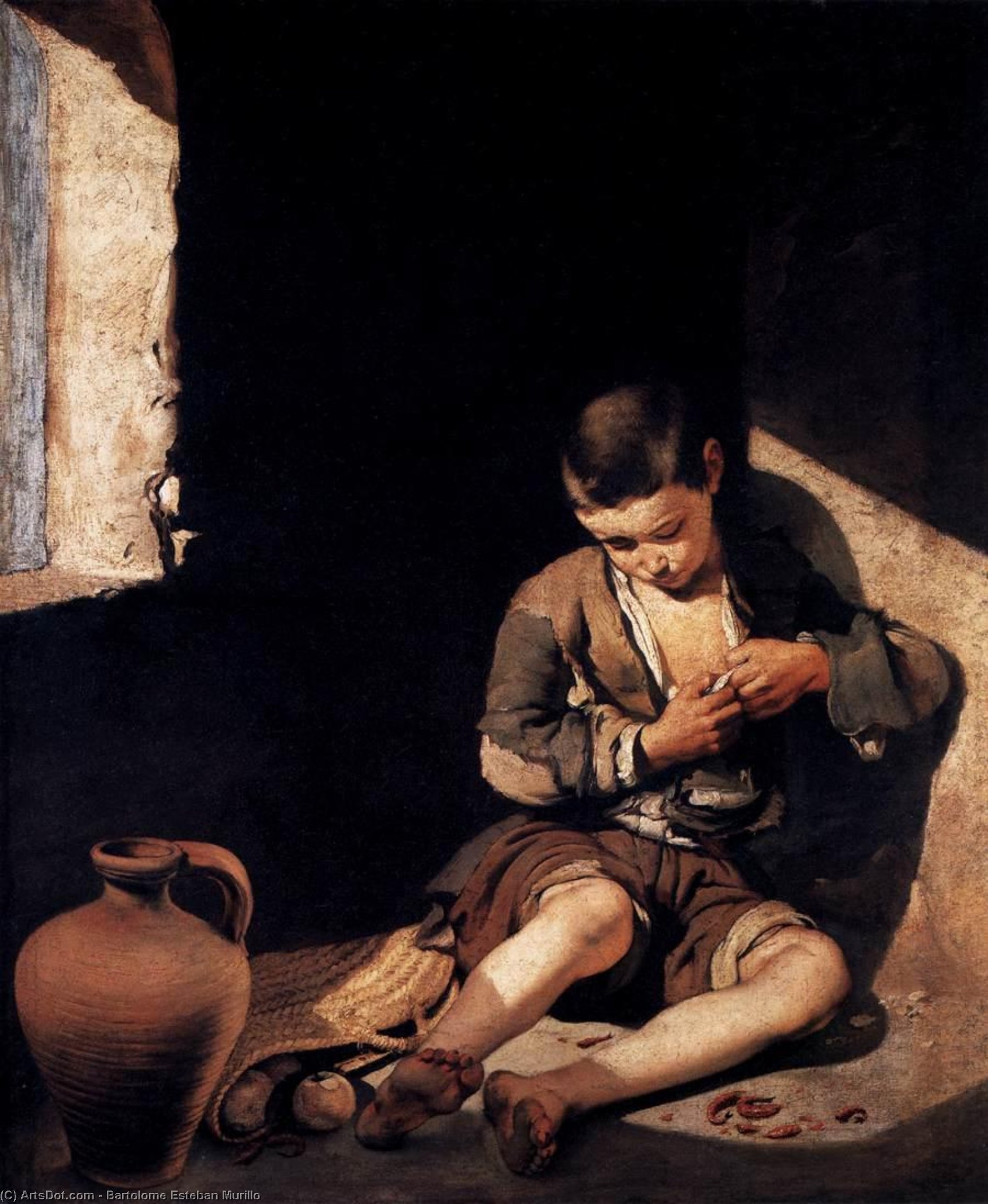 Wikioo.org - The Encyclopedia of Fine Arts - Painting, Artwork by Bartolome Esteban Murillo - The Young Beggar