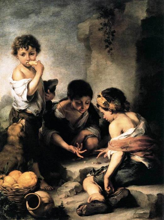 Wikioo.org - The Encyclopedia of Fine Arts - Painting, Artwork by Bartolome Esteban Murillo - Boys Playing Dice