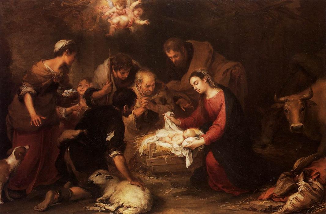 Wikioo.org - The Encyclopedia of Fine Arts - Painting, Artwork by Bartolome Esteban Murillo - Adoration of the Shepherds