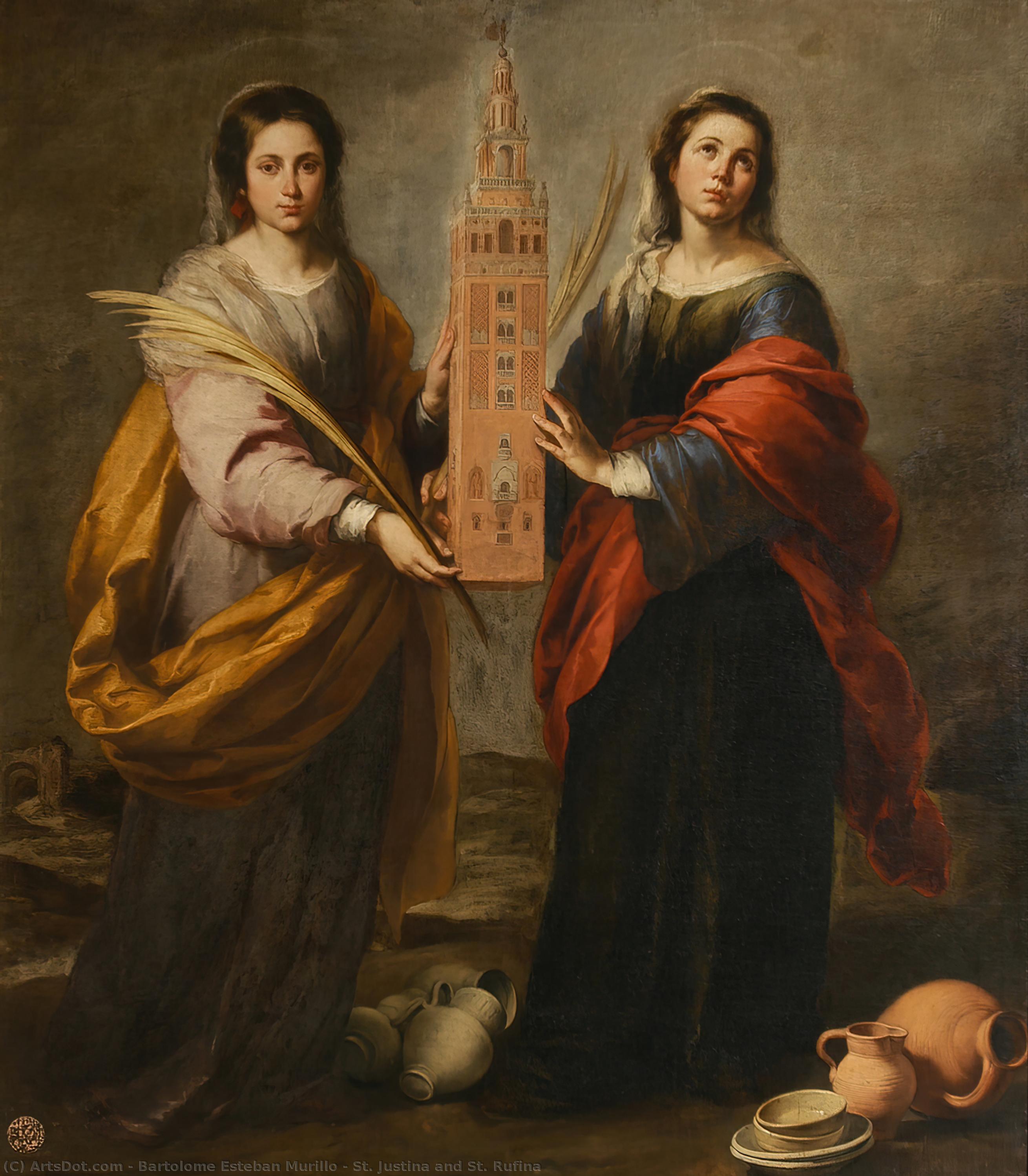 Wikioo.org - The Encyclopedia of Fine Arts - Painting, Artwork by Bartolome Esteban Murillo - St. Justina and St. Rufina