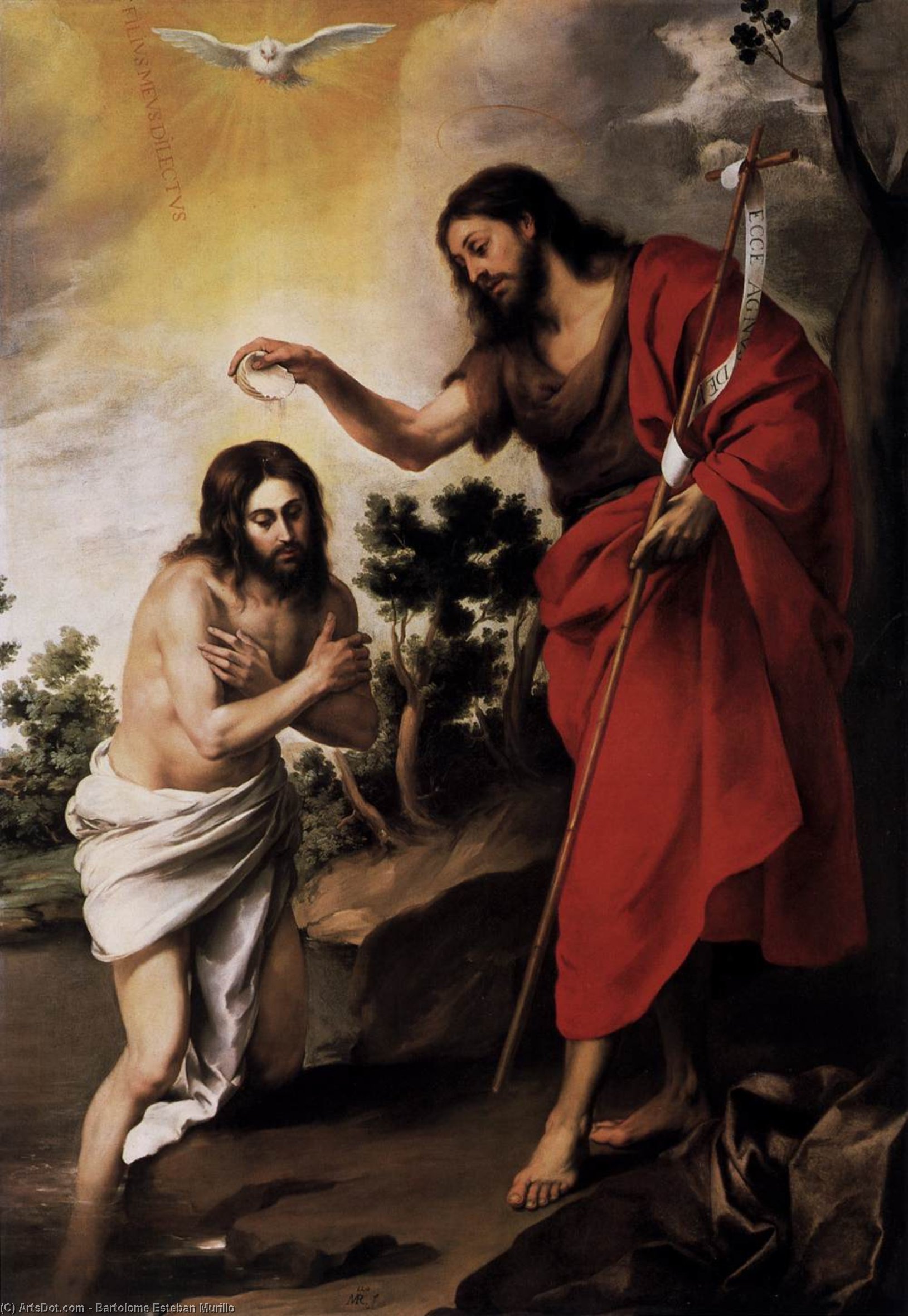 WikiOO.org - Enciklopedija dailės - Tapyba, meno kuriniai Bartolome Esteban Murillo - Baptism of Christ