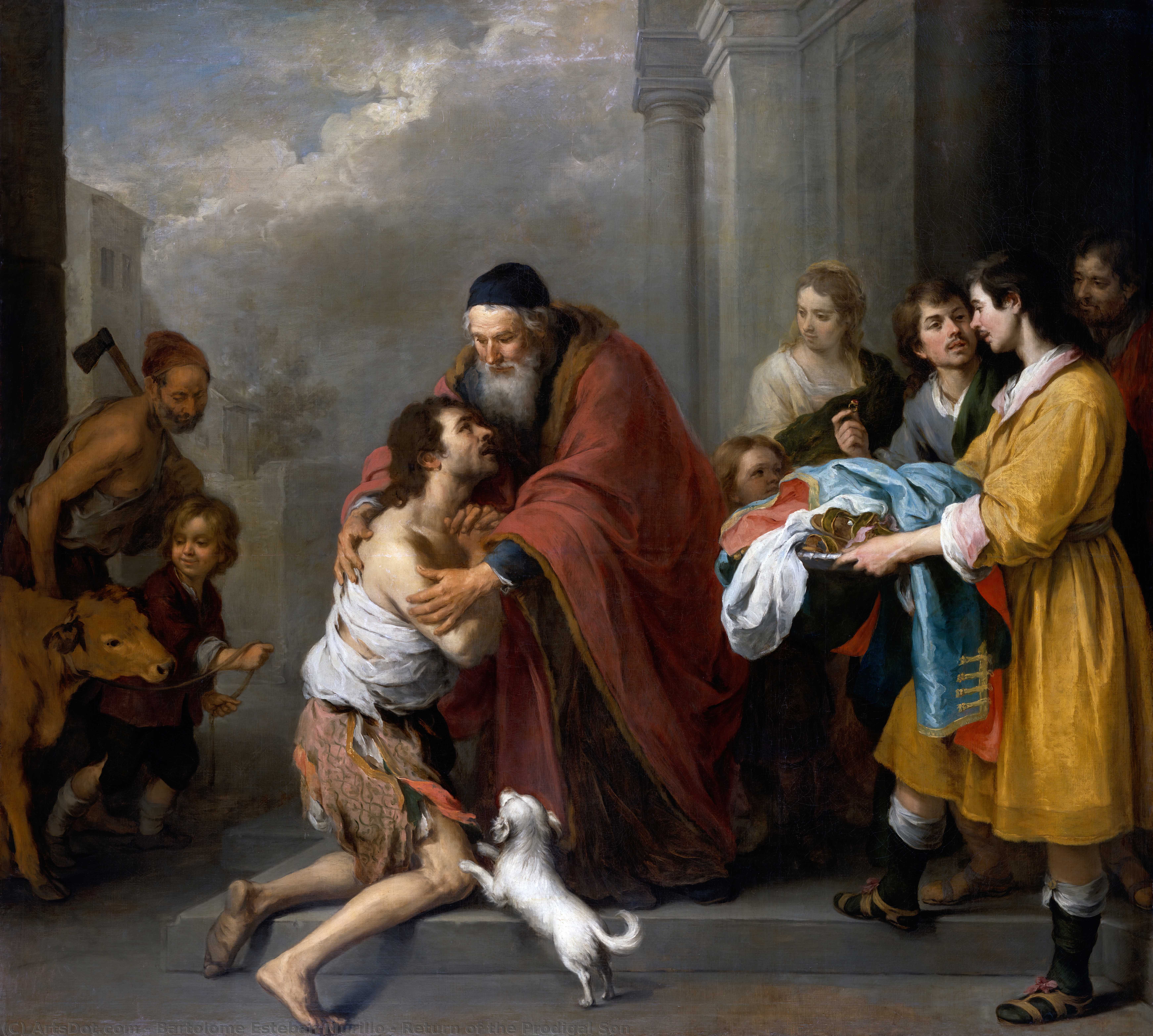 Wikioo.org - The Encyclopedia of Fine Arts - Painting, Artwork by Bartolome Esteban Murillo - Return of the Prodigal Son