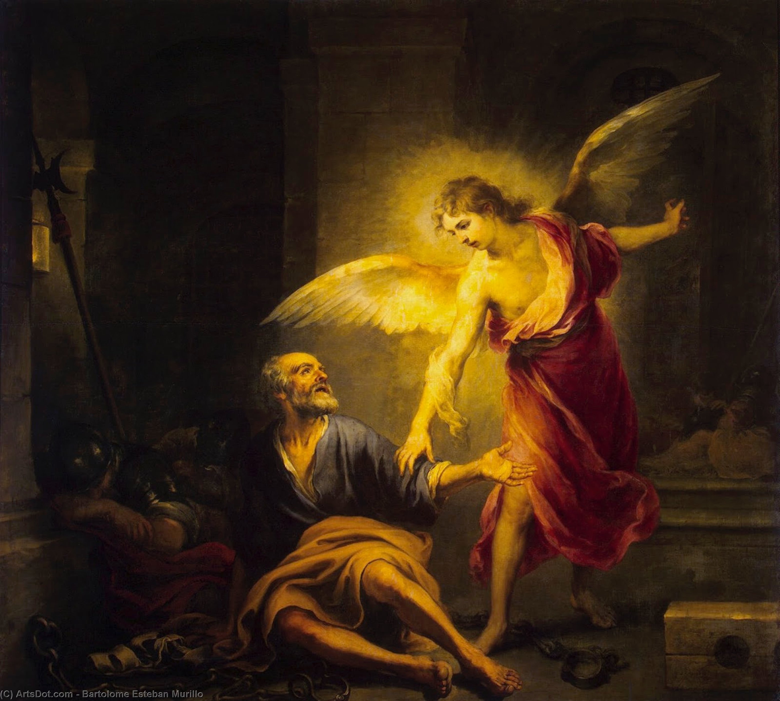 Wikioo.org - The Encyclopedia of Fine Arts - Painting, Artwork by Bartolome Esteban Murillo - Liberation of St. Peter