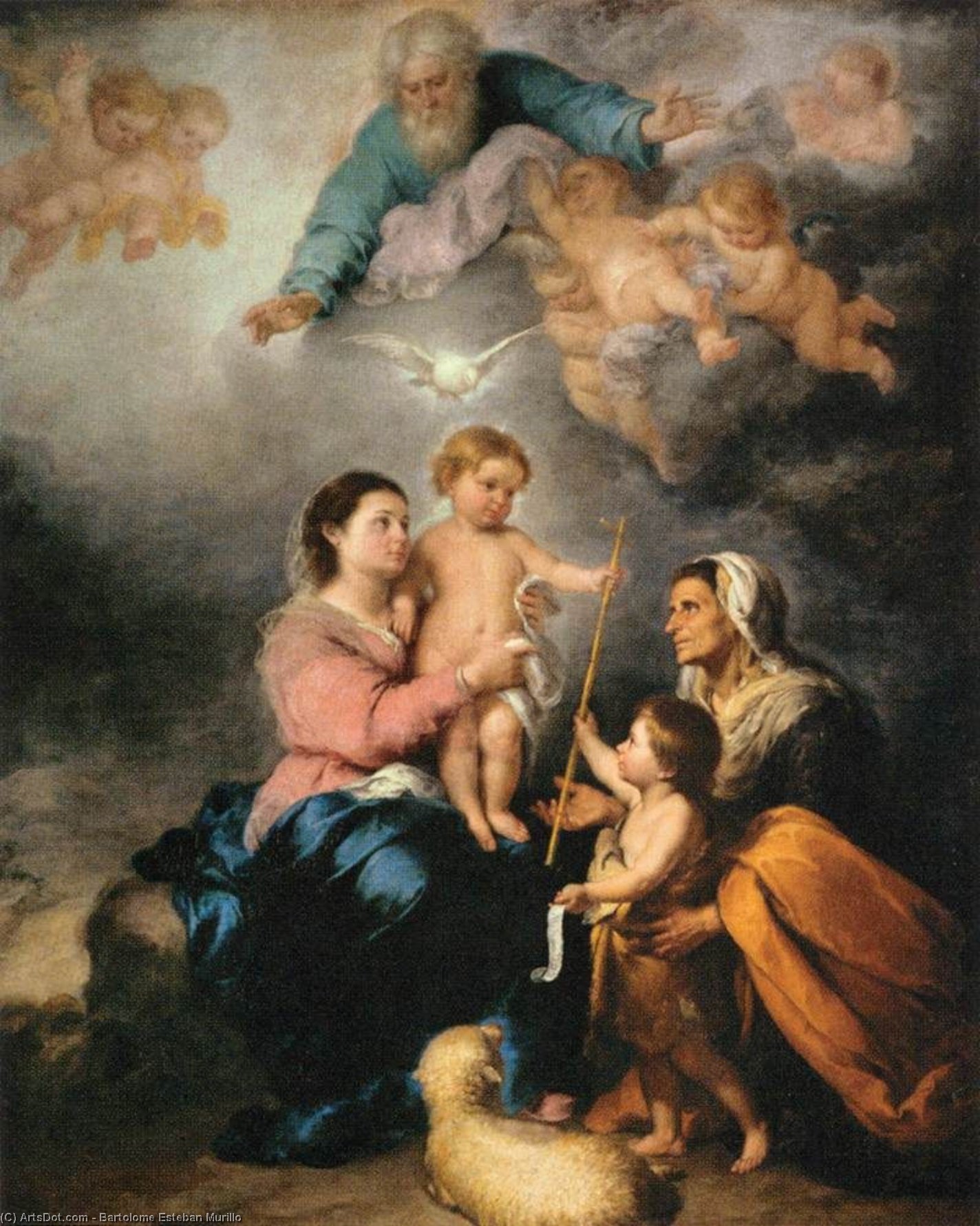 Wikioo.org - The Encyclopedia of Fine Arts - Painting, Artwork by Bartolome Esteban Murillo - The Holy Family (The Seville Virgin)