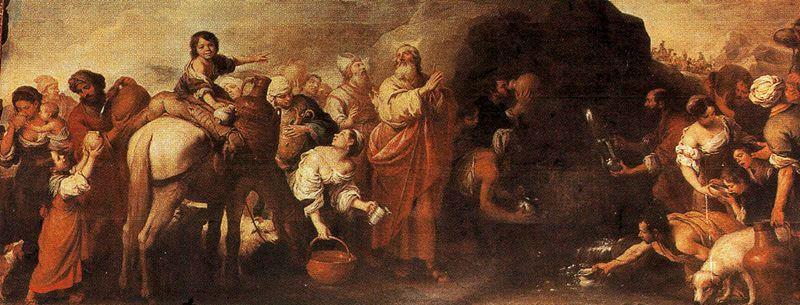 Wikioo.org - The Encyclopedia of Fine Arts - Painting, Artwork by Bartolome Esteban Murillo - Moses and the water from the rock of Horeb
