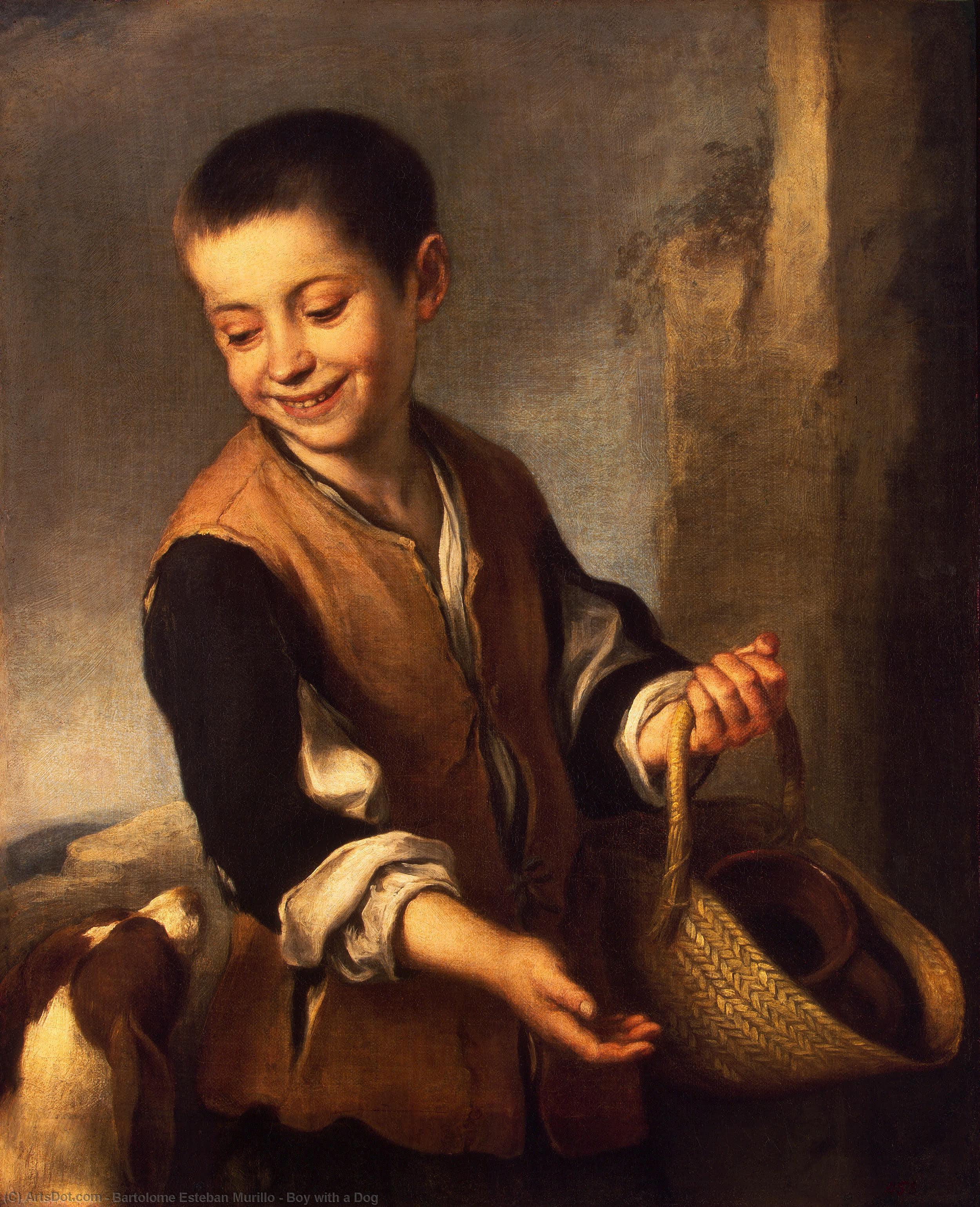 Wikioo.org - The Encyclopedia of Fine Arts - Painting, Artwork by Bartolome Esteban Murillo - Boy with a Dog