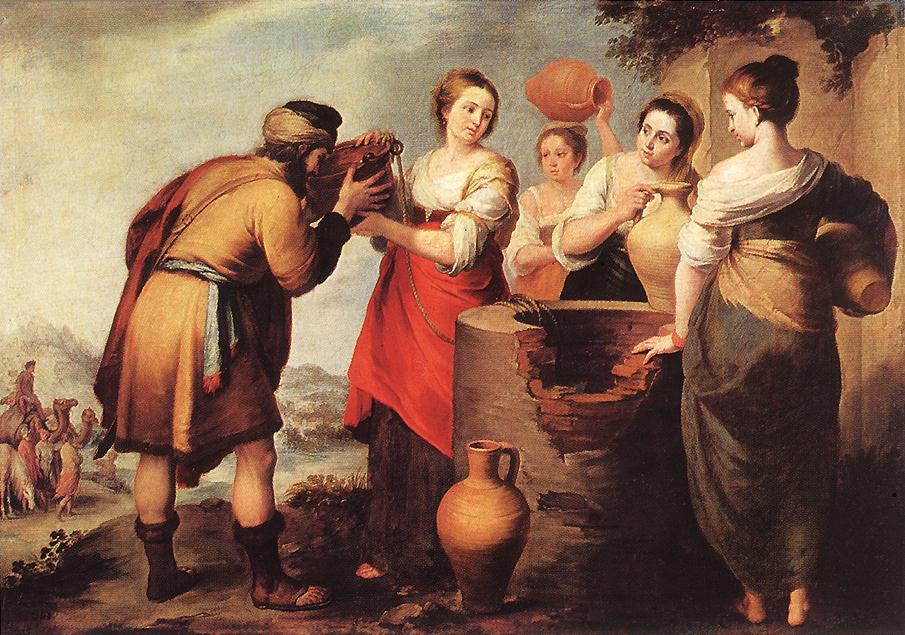 Wikioo.org - The Encyclopedia of Fine Arts - Painting, Artwork by Bartolome Esteban Murillo - Rebecca and Eliezer