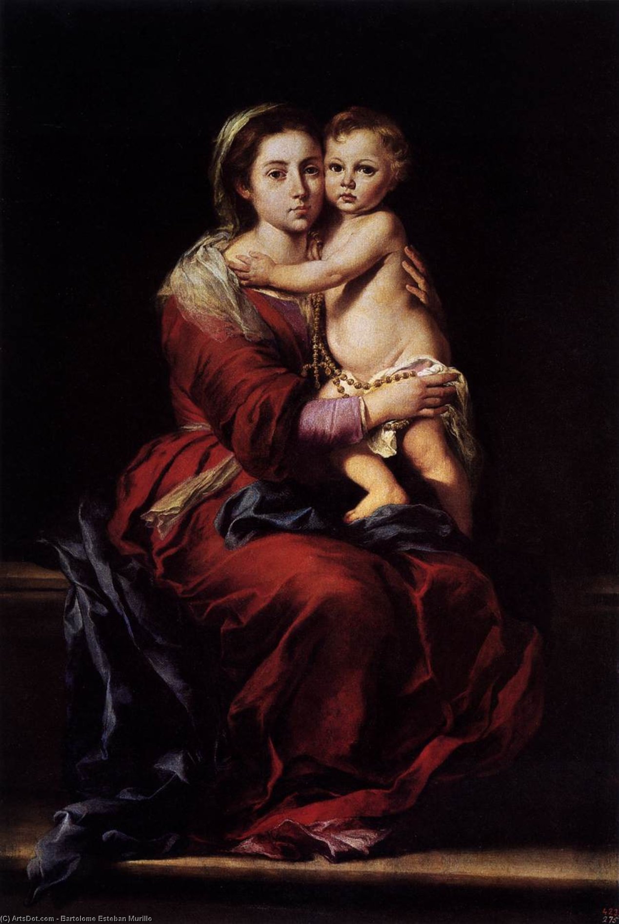 Wikioo.org – La Enciclopedia de las Bellas Artes - Pintura, Obras de arte de Bartolome Esteban Murillo - la virgen todaclasede  el  rosario